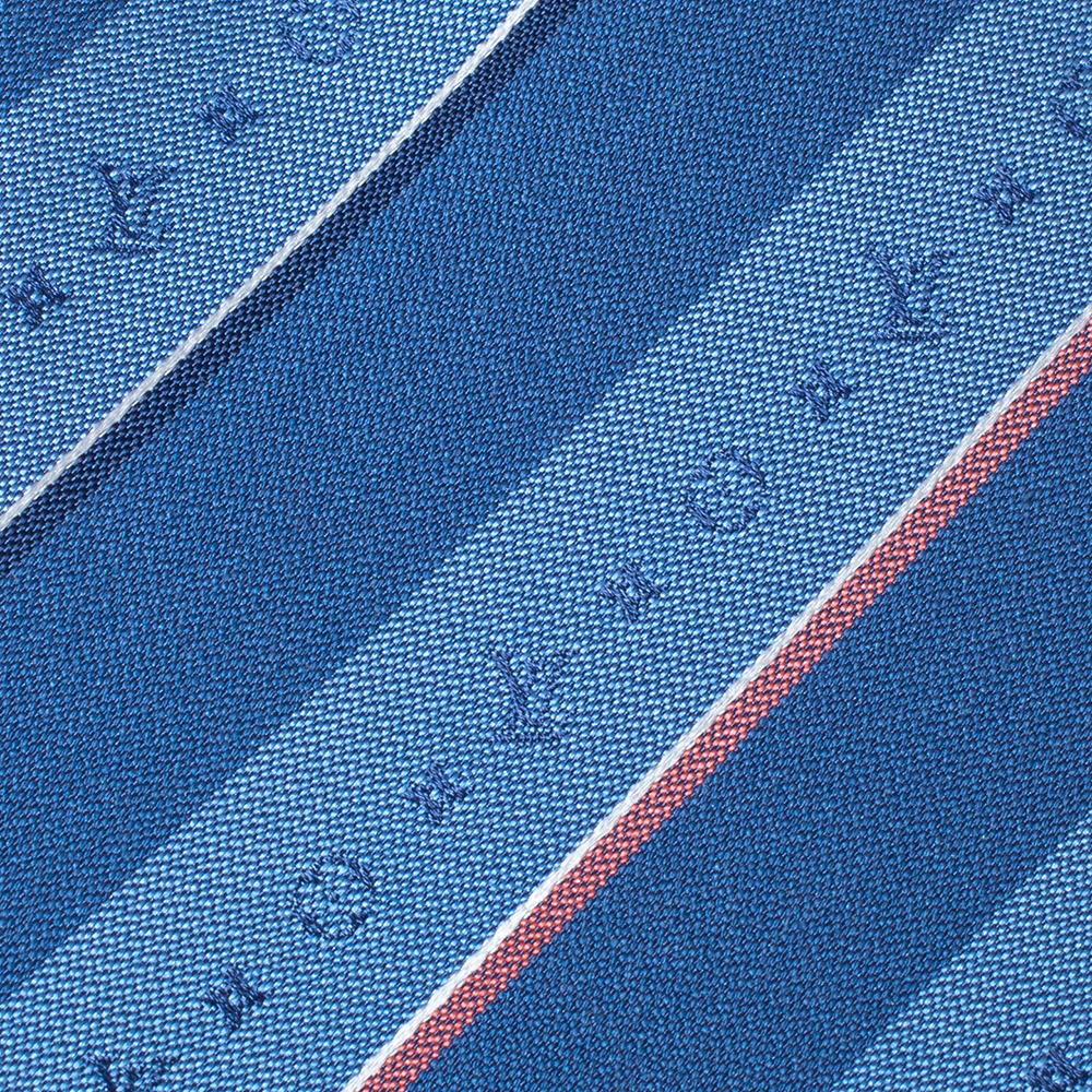 

Louis Vuitton Blue Monogram Striped Silk Tie