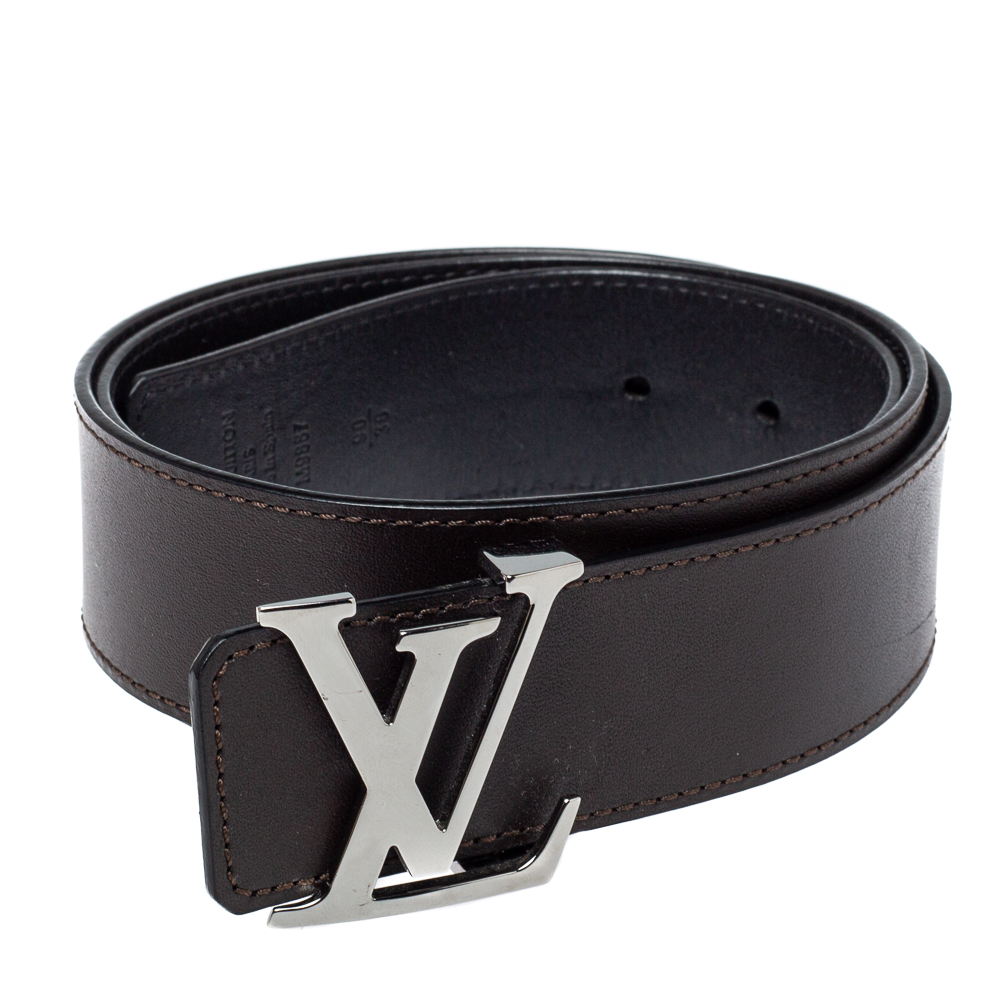 

Louis Vuitton Black/Dark Brown Leather Initiales Reversible Belt