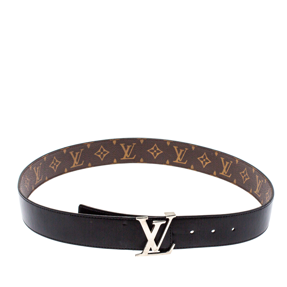 

Louis Vuitton Monogram Canvas and Black Leather Initiales Reversible Belt, Brown