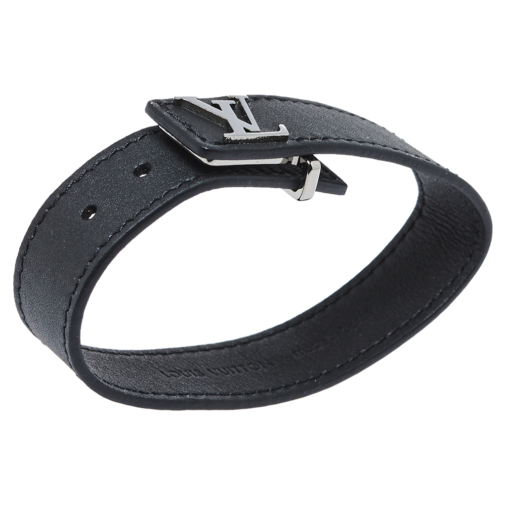 Louis Vuitton Black Leather LV Slim Bracelet