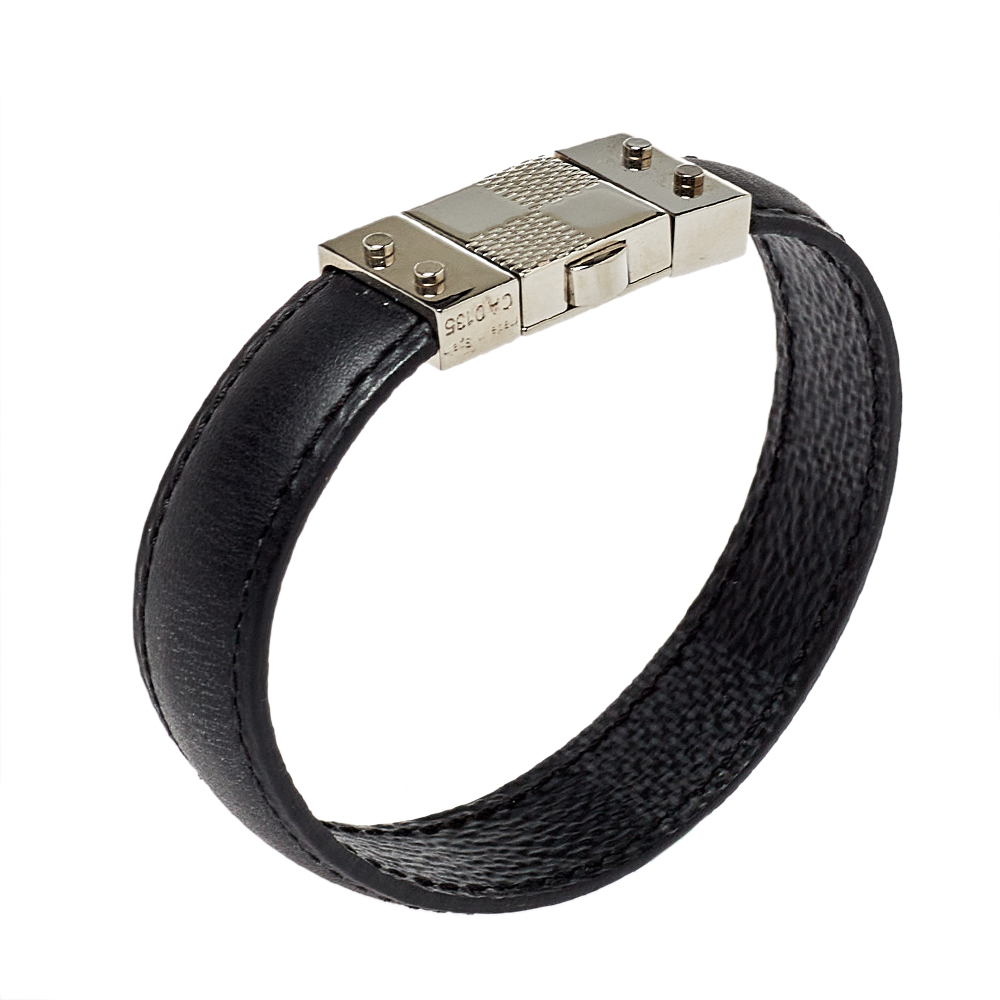 

Louis Vuitton Black Damier Canvas & Leather Reversible Check It Bracelet