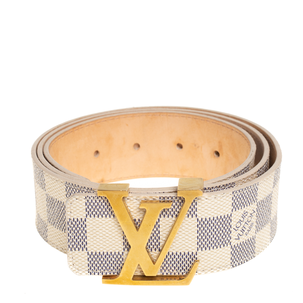 

Louis Vuitton Damier Azur Canvas LV Initiales Belt, White