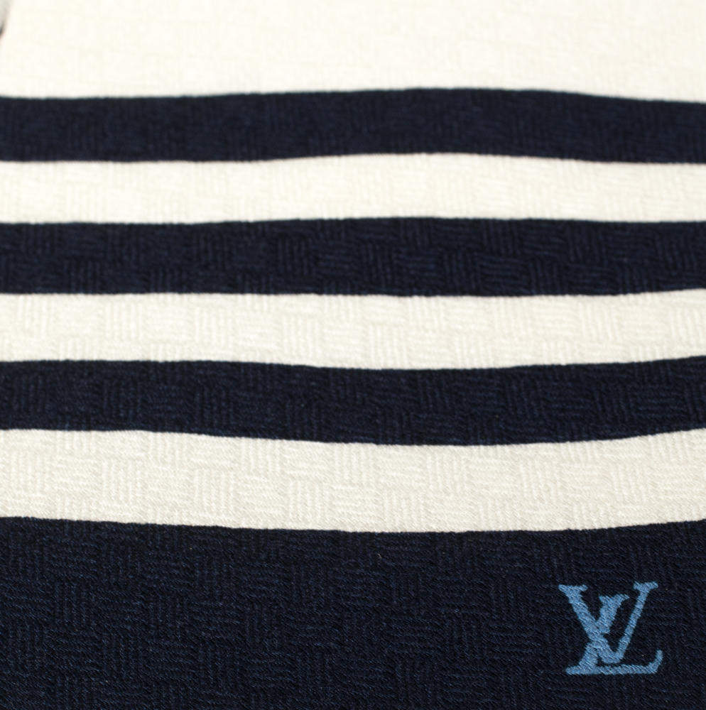

Louis Vuitton Navy Blue & White Striped Silk Tie