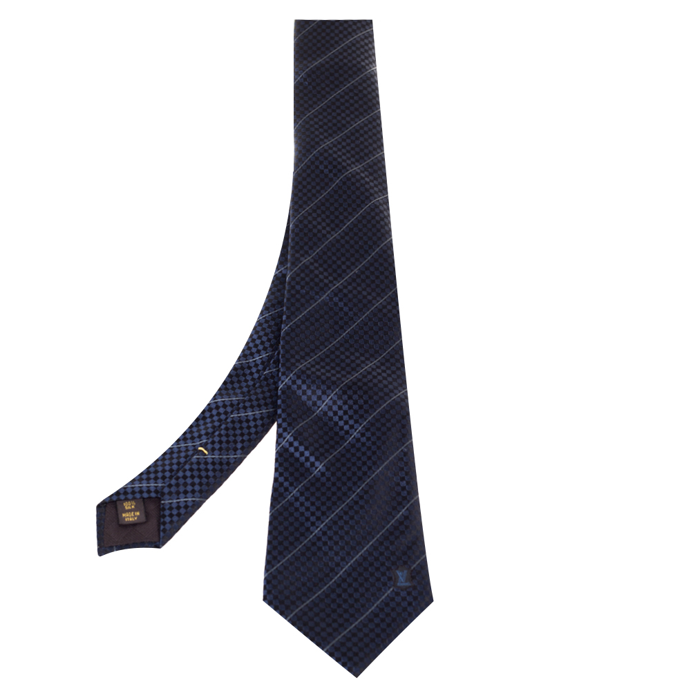 Louis Vuitton Micro Damier Tie Bluebonnet Silk