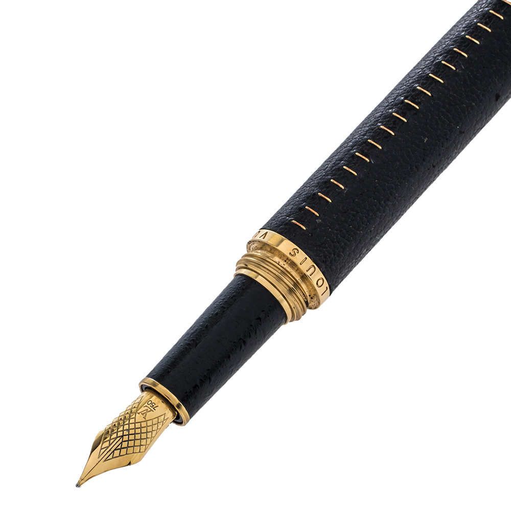 

Louis Vuitton Black Leather Gold Tone Doc Fountain Pen