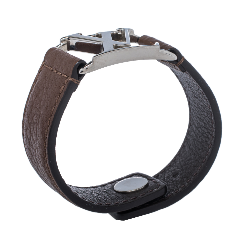 

Louis Vuitton Hockenheim Brown Leather Silver Tone Bracelet