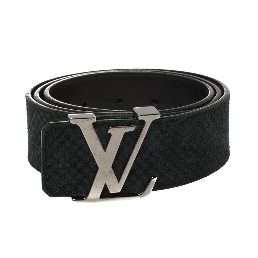 

Louis Vuitton Black Mini Damier Suede Initiales Belt