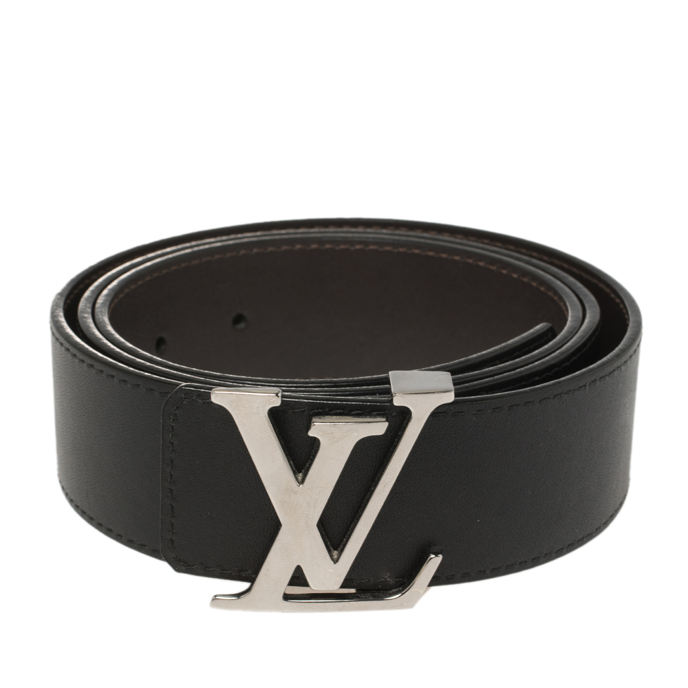 

Louis Vuitton Black/Brown Leather Reversible Initiales Belt Size
