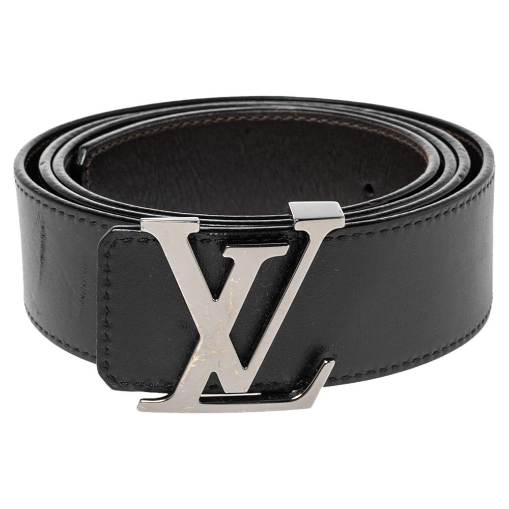 

Louis Vuitton Black/Brown Leather Reversible Initiales Belt Size