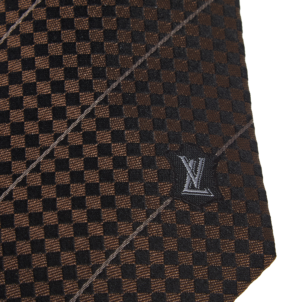 

Louis Vuitton Brown Micro Damier Striped Silk Tie