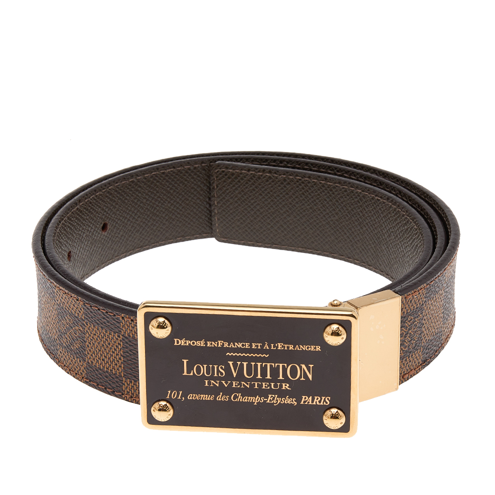 

Louis Vuitton Damier Ebene Canvas Inventeur Reversible Belt, Brown