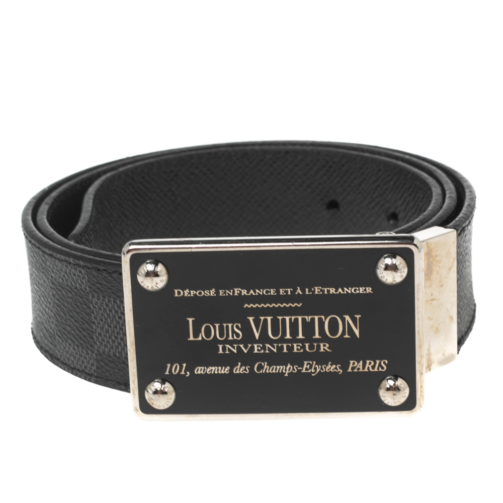 

Louis Vuitton Black Damier Graphite Canvas Inventeur Belt