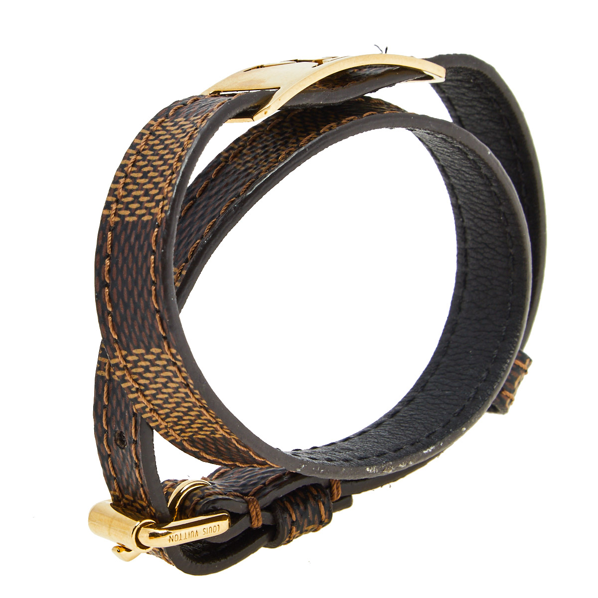 

Louis Vuitton Sign It Damier Canvas Double Wrap Bracelet 19, Brown
