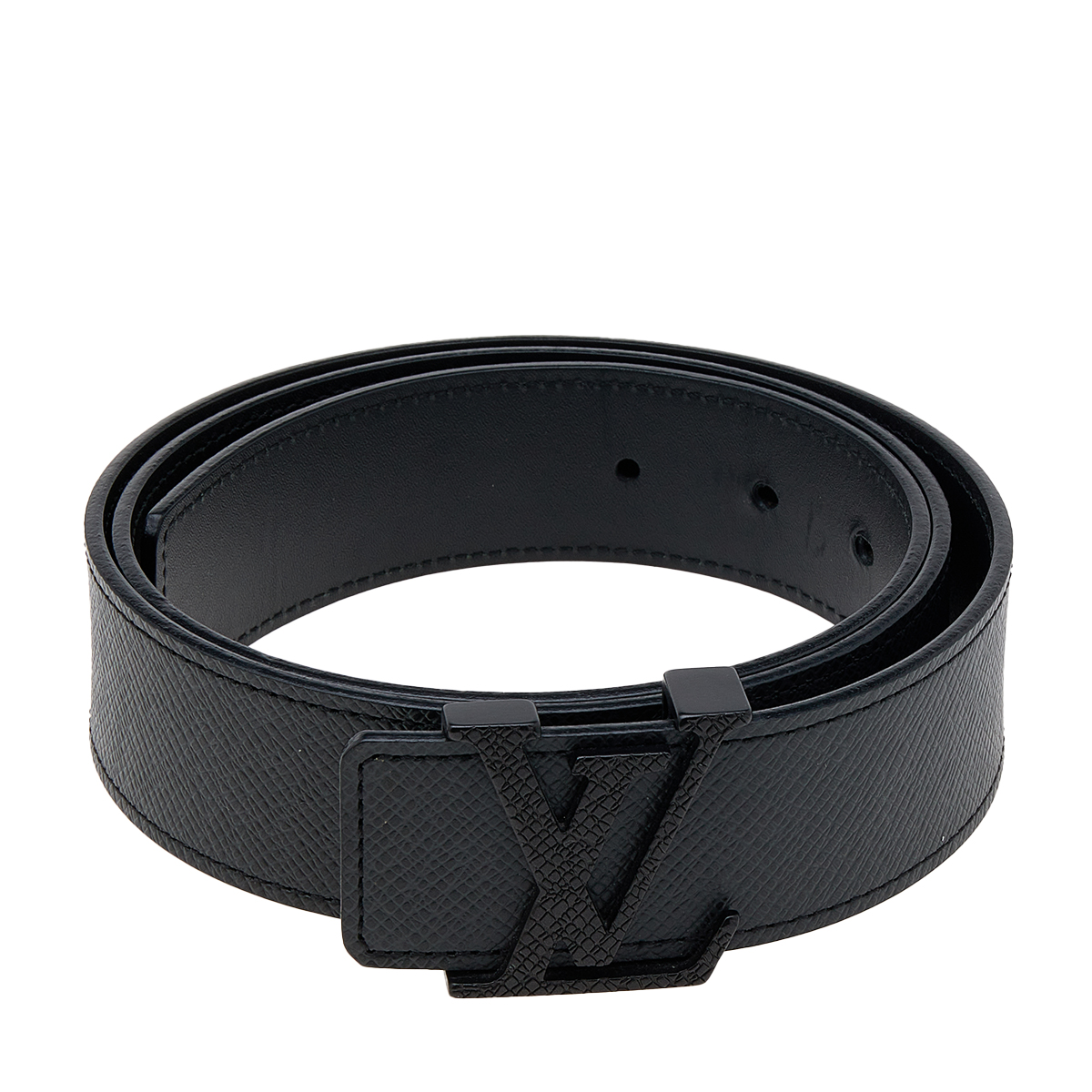 

Louis Vuitton Black Taiga Leather LV Initiales Belt