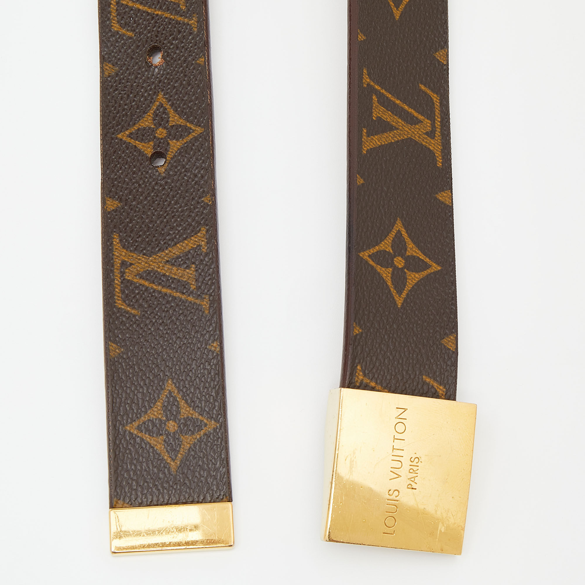 

Louis Vuitton Monogram Canvas Buckle Belt, Brown