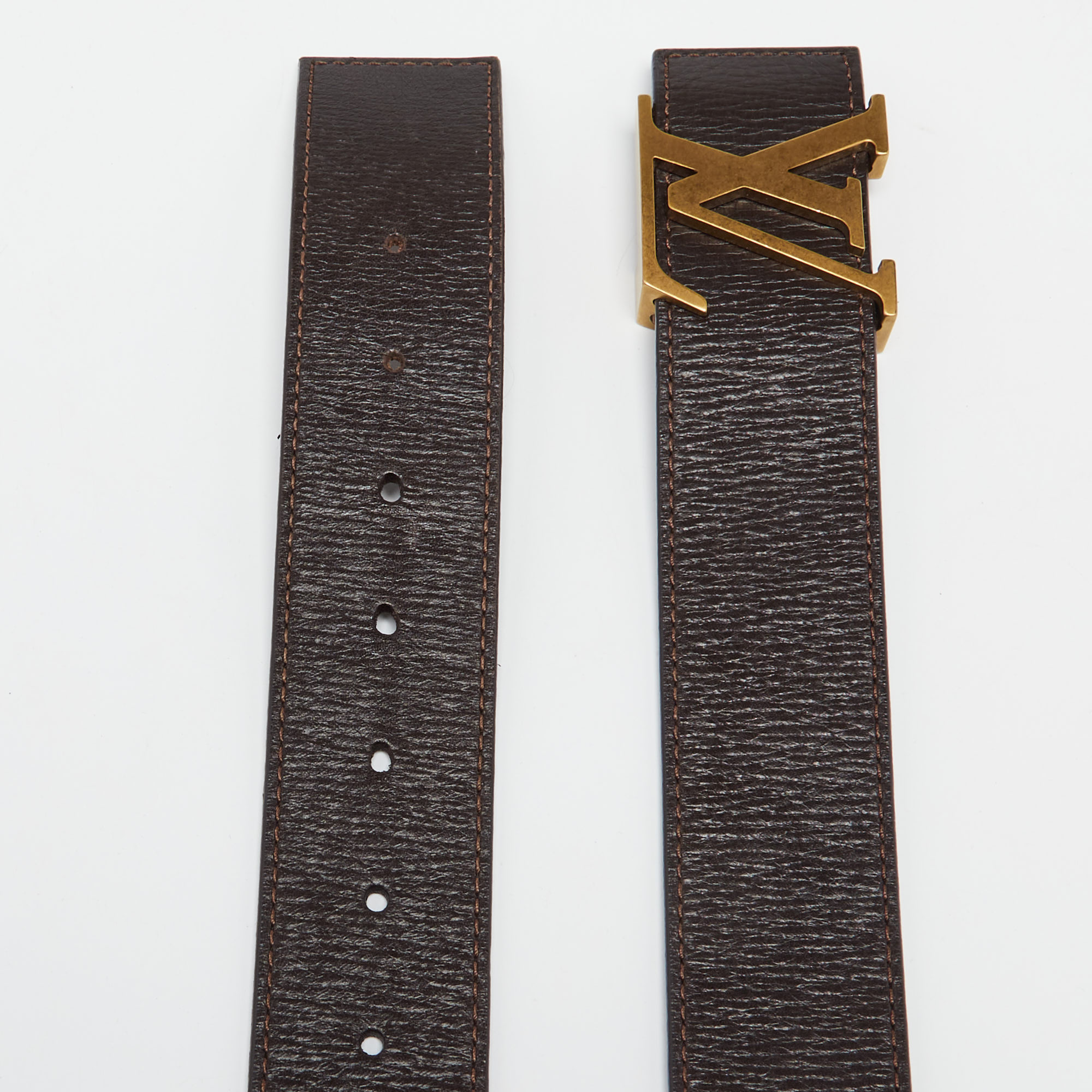 

Louis Vuitton Dark Brown Leather LV Initiales Belt