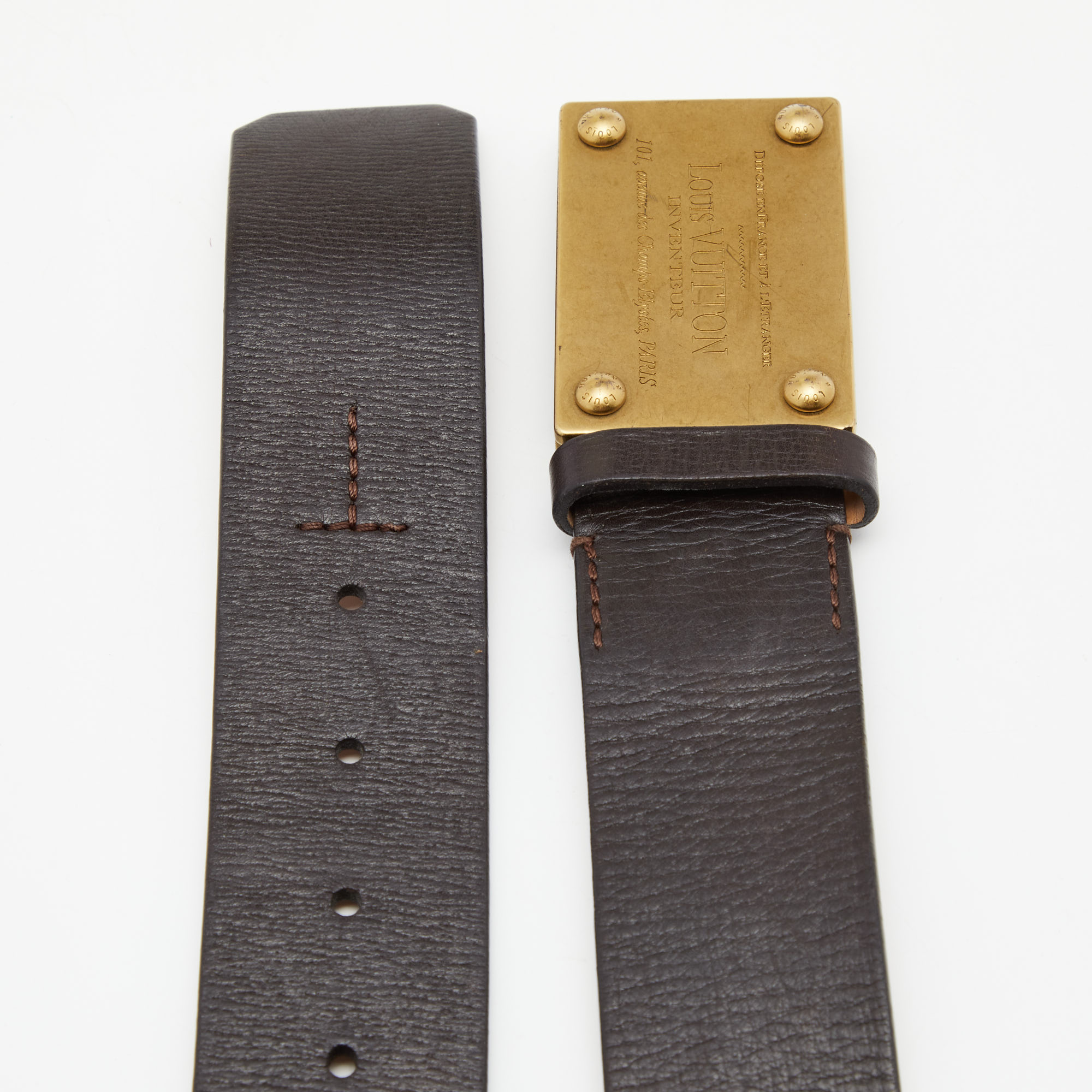 

Louis Vuitton Dark Brown Leather Inventeur Belt