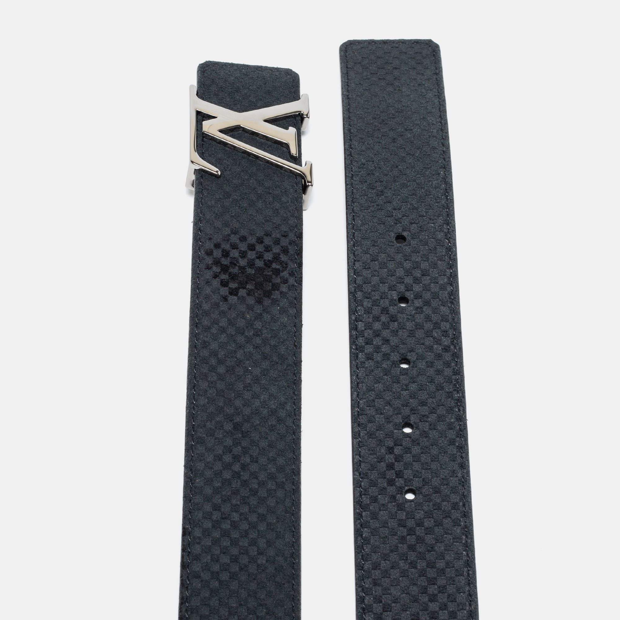 

Louis Vuitton Black Mini Damier Suede LV Initiales Belt