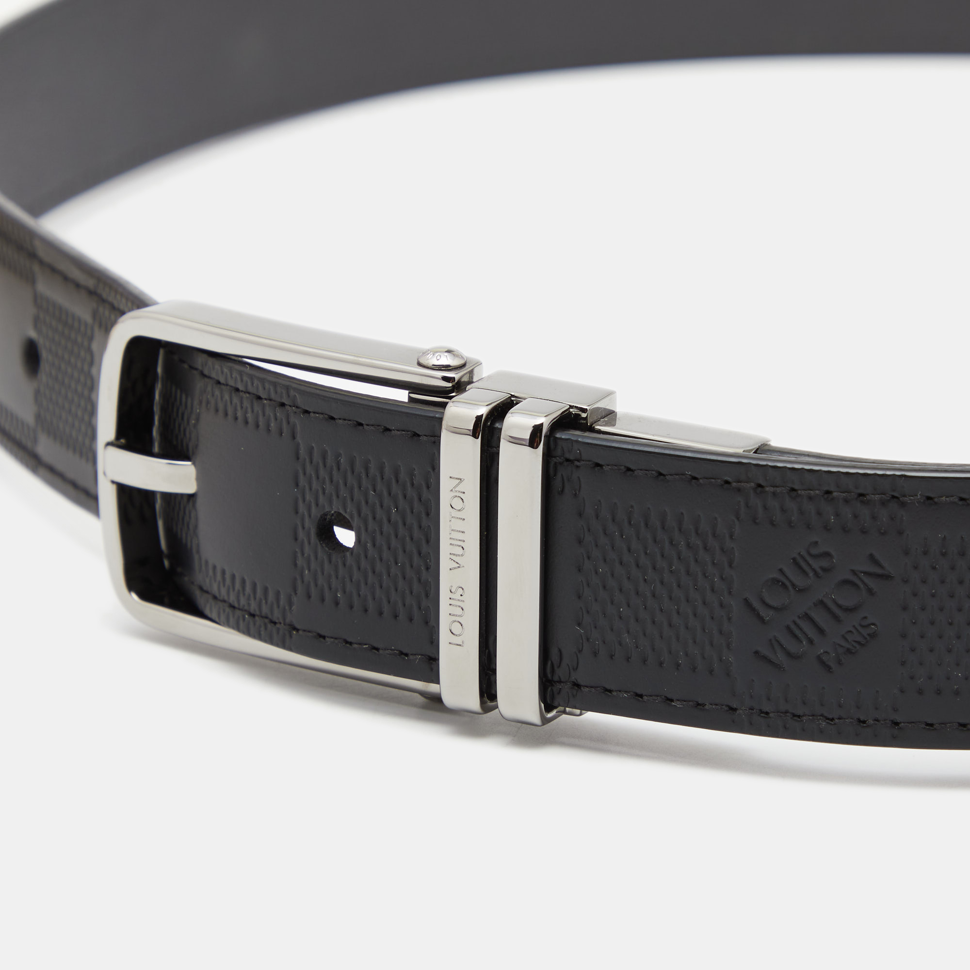 

Louis Vuitton Black Damier Leather Reversible Boston Belt