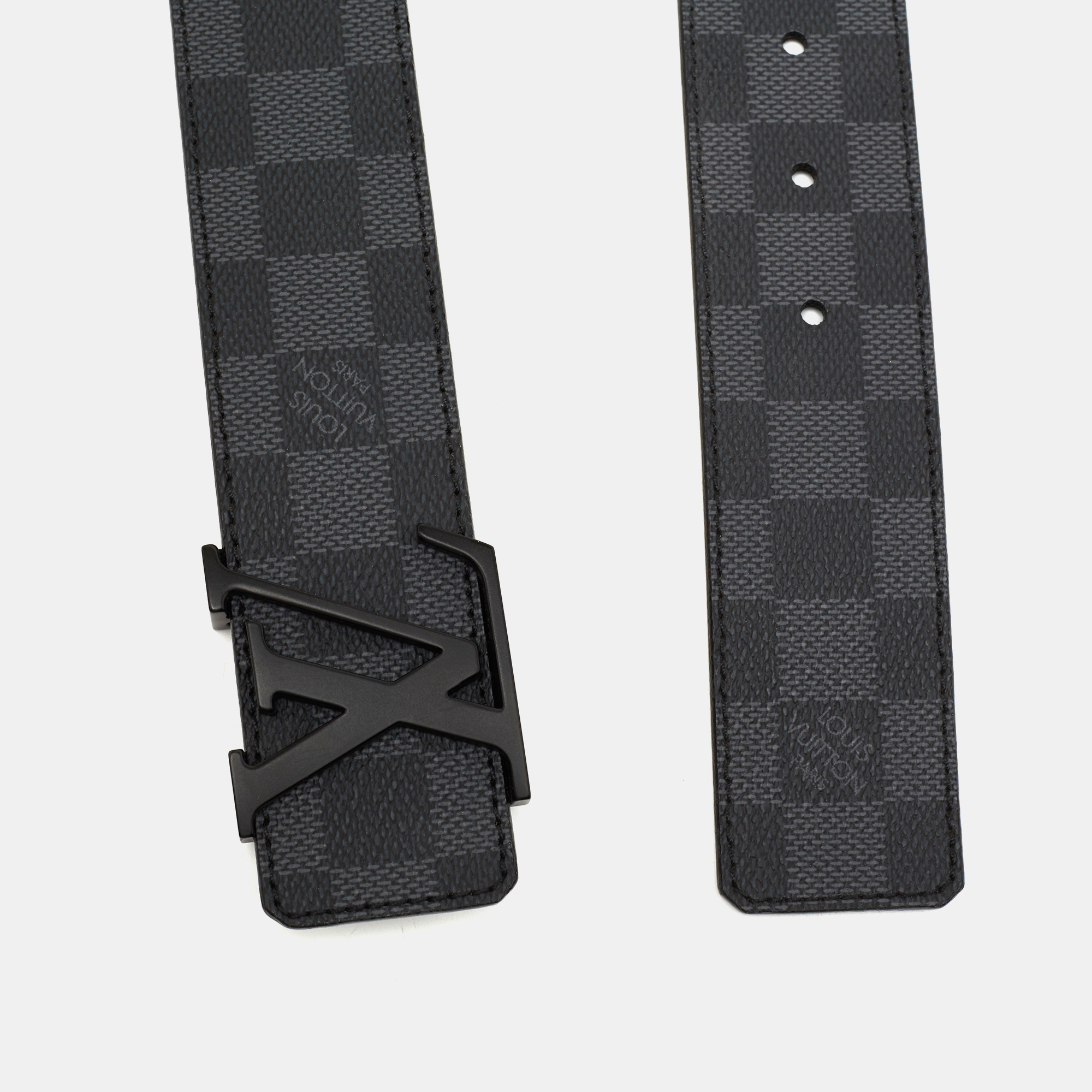 

Louis Vuitton Damier Graphite Canvas LV Initiales Belt, Black
