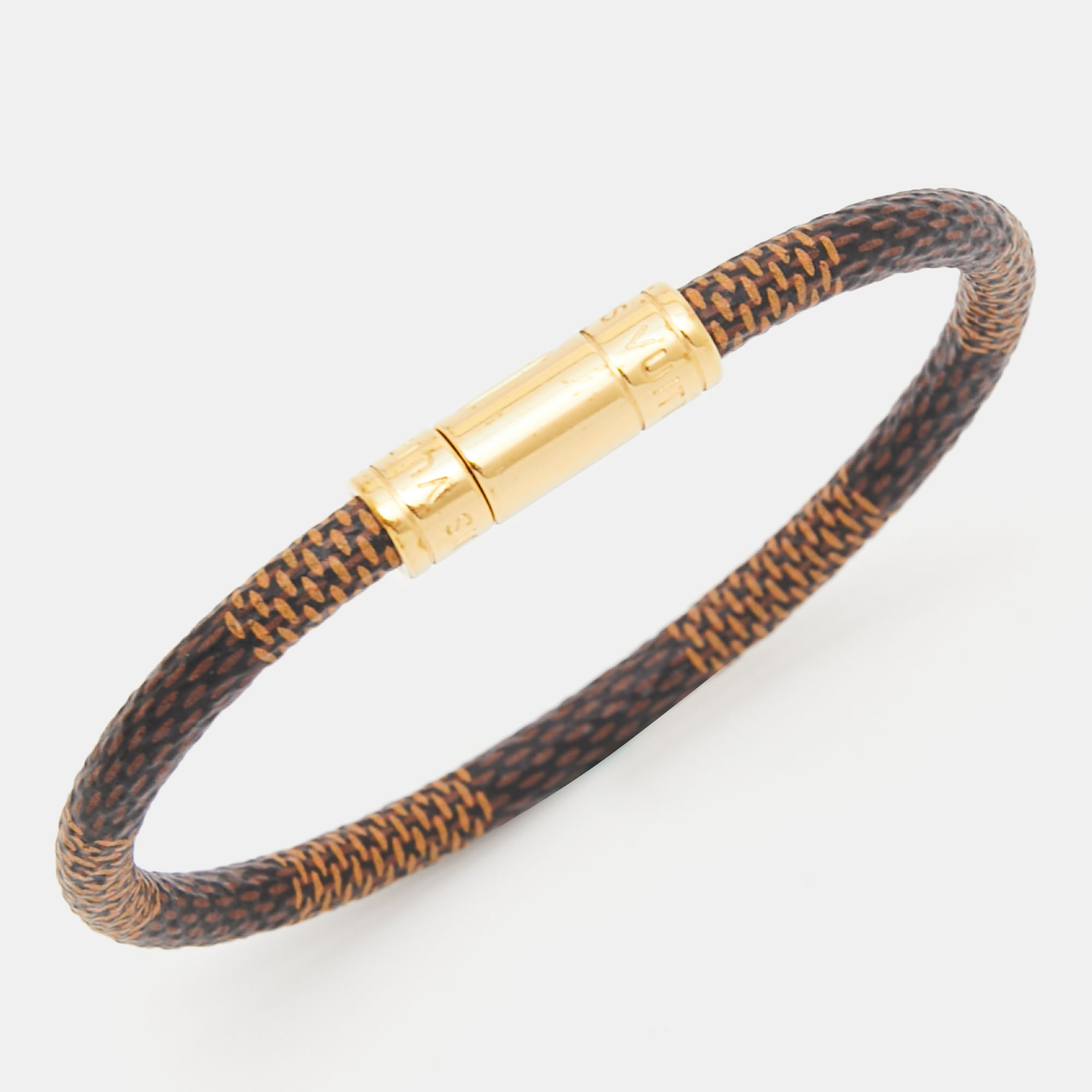 

Louis Vuitton Keep It Damier Canvas Gold Tone Bracelet, Brown