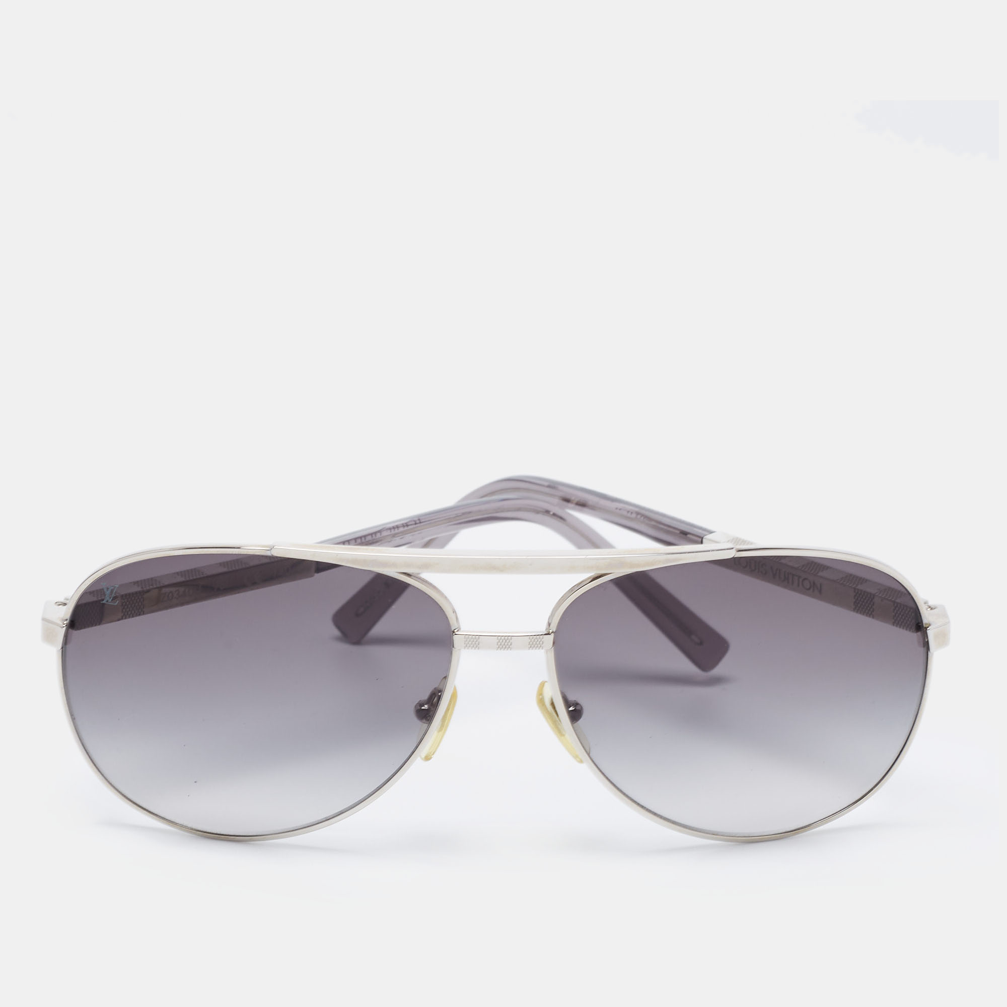 Pre Owned Louis Vuitton Silver/Grey Gradient Z0340U Attitude Pilote Aviator Sunglasses