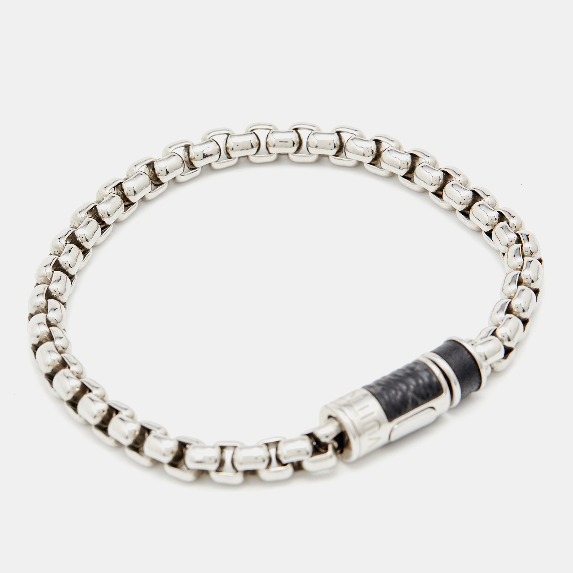 

Louis Vuitton Silver Tone Monogram Chain Bracelet, Black