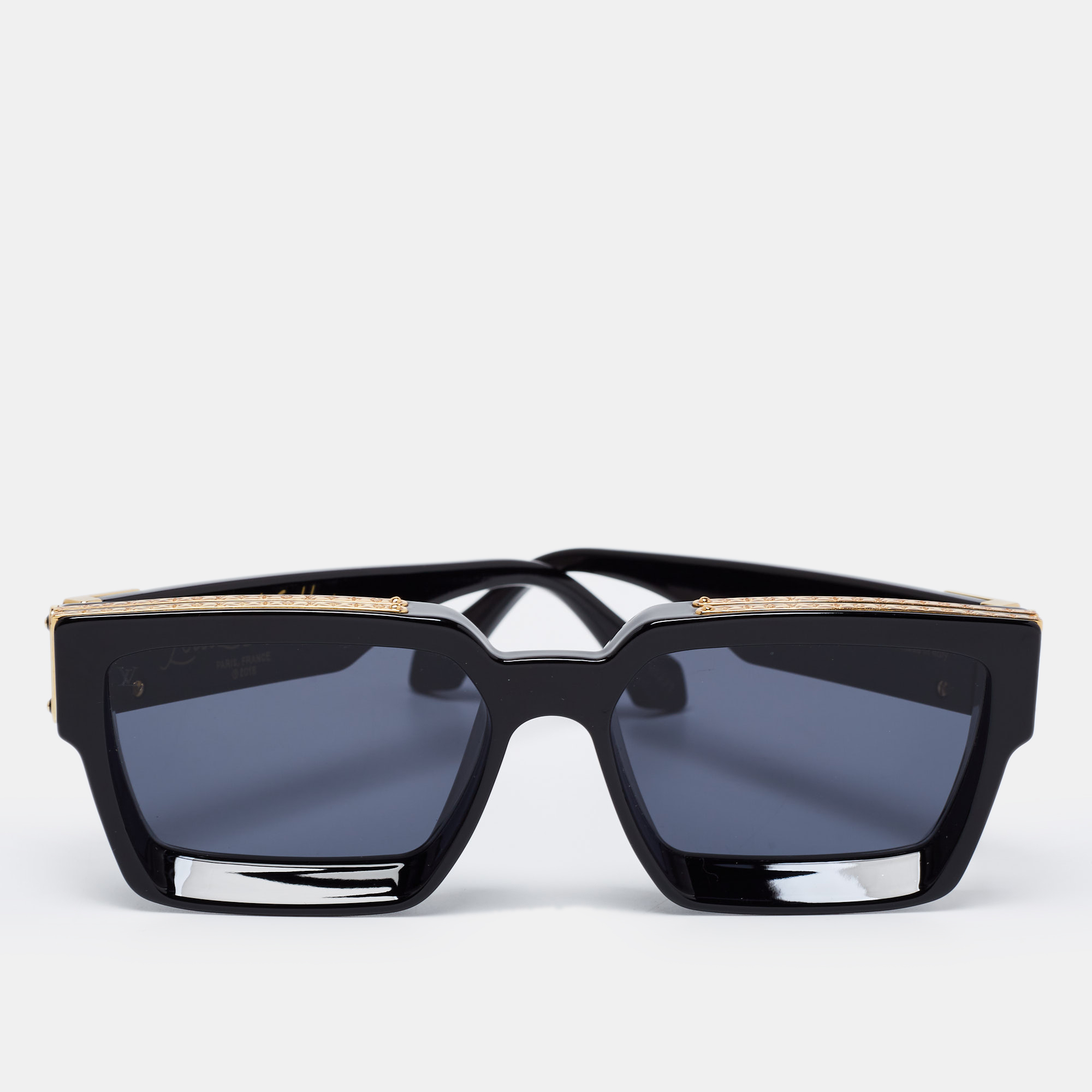 Pre-owned Louis Vuitton Black Z1165e 1.1 Millionaires Square Sunglasses