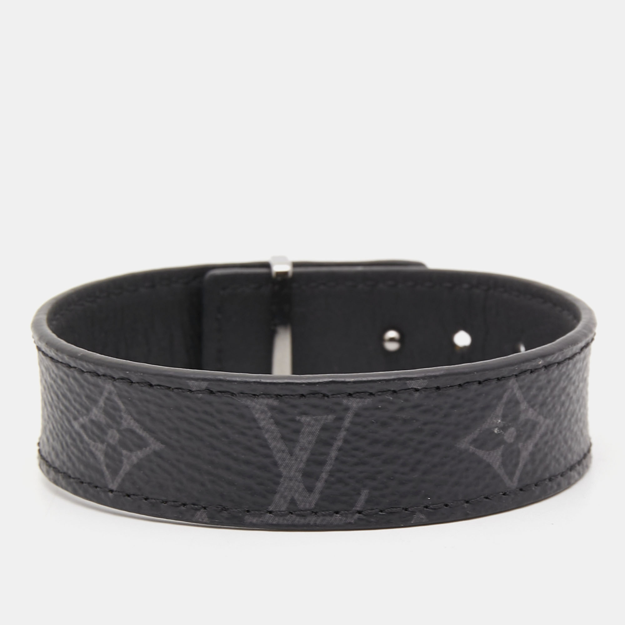 

Louis Vuitton LV Slim Canvas Silver Tone Bracelet