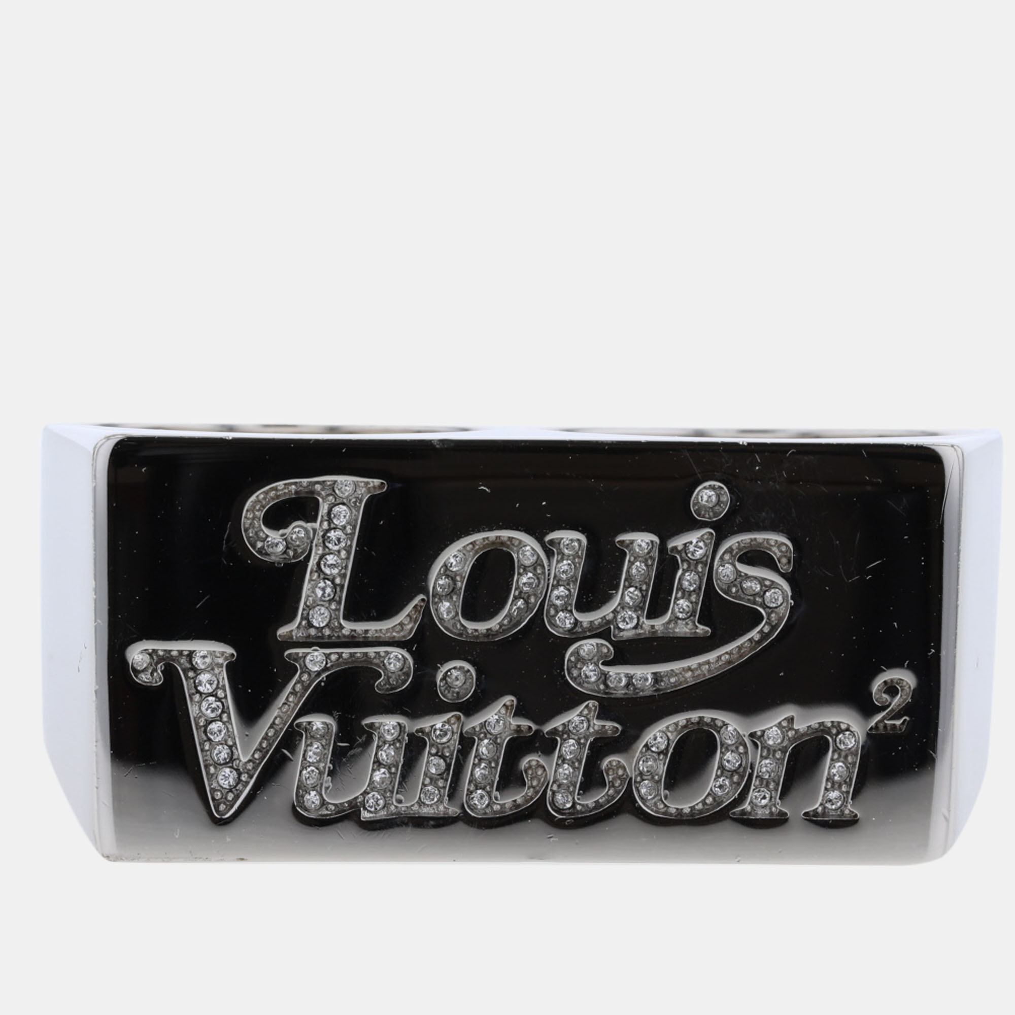 

Louis Vuitton X NIGO Silver Metal LV Squared Strass Double Ring