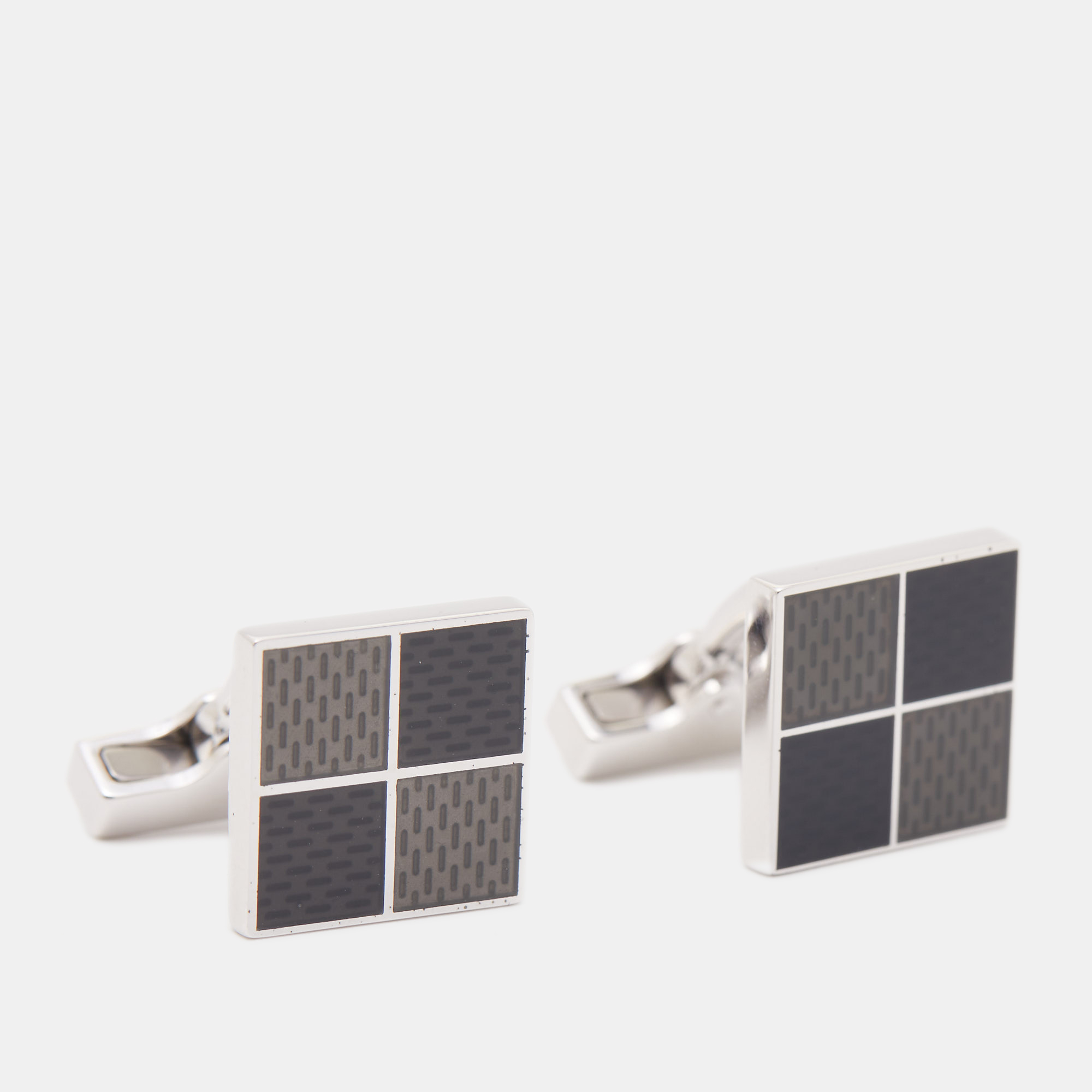 Louis Vuitton Damier 4 Square Enamel Sterling Silver Cufflinks