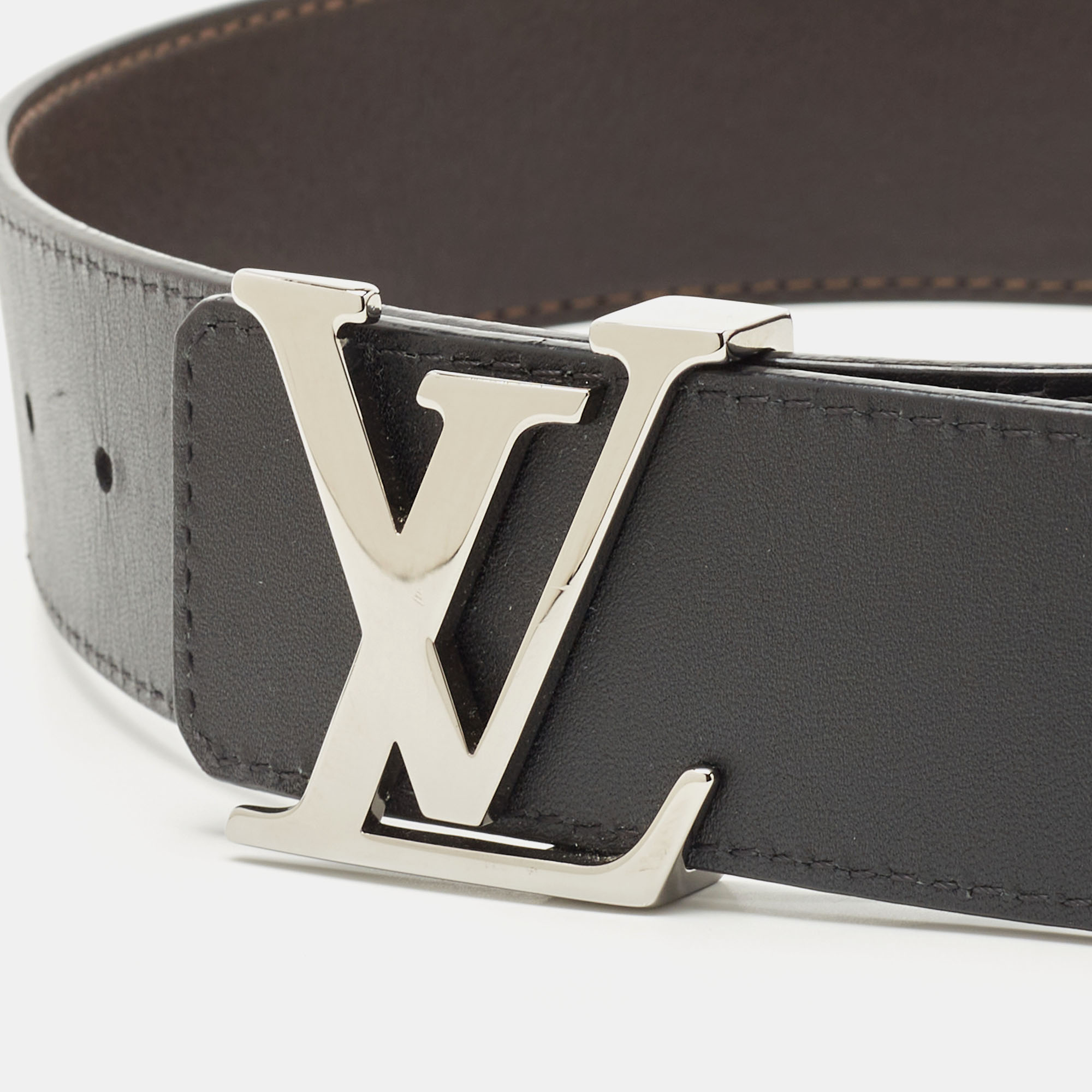 

Louis Vuitton Black/Brown Leather Reversible Initiales Belt