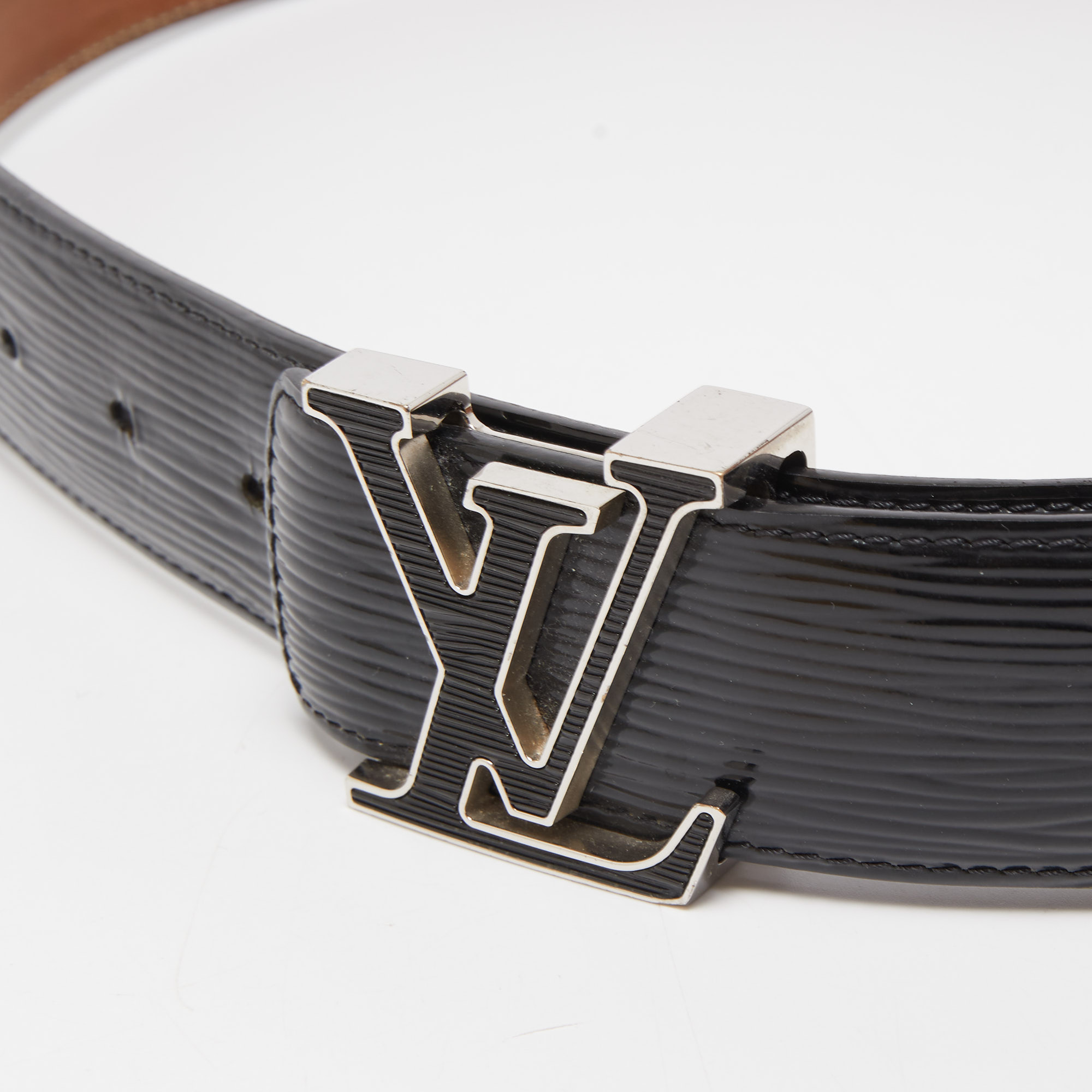 

Louis Vuitton Black Electric Epi Leather LV Initiales Reversible Belt
