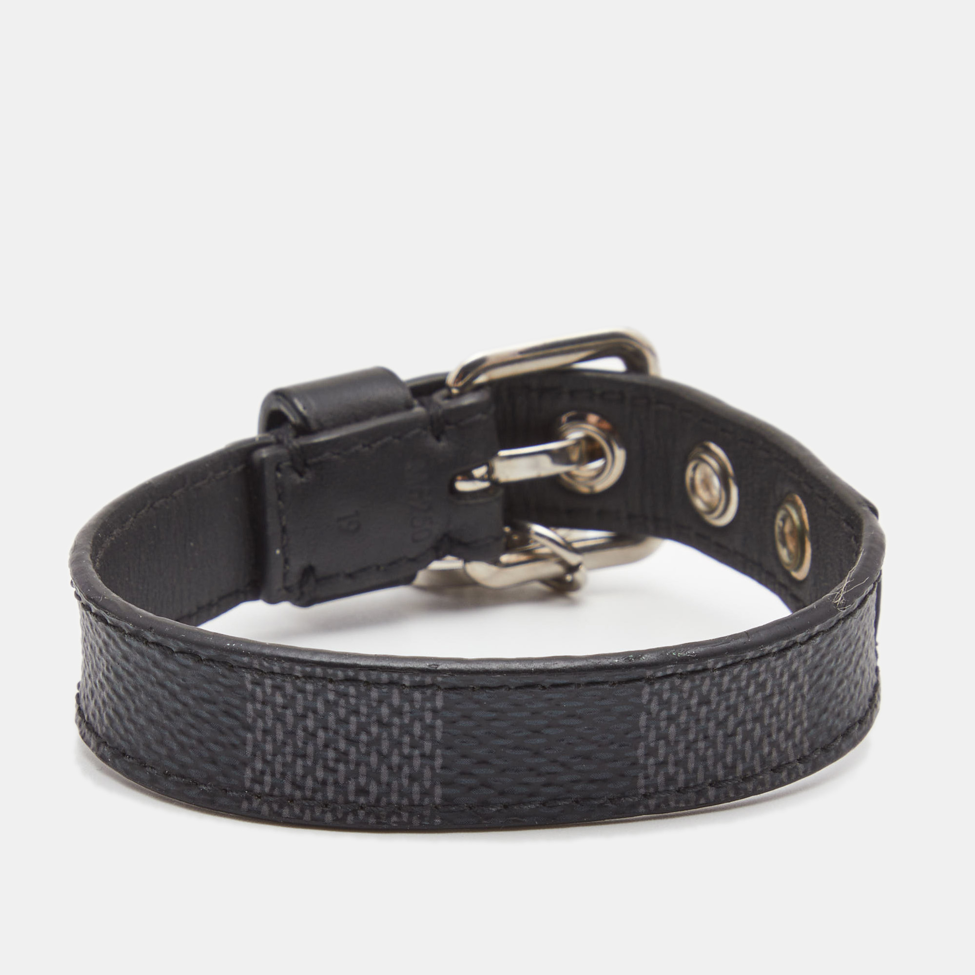 

Louis Vuitton Black Canvas Leather SIlver Tone Bracelet
