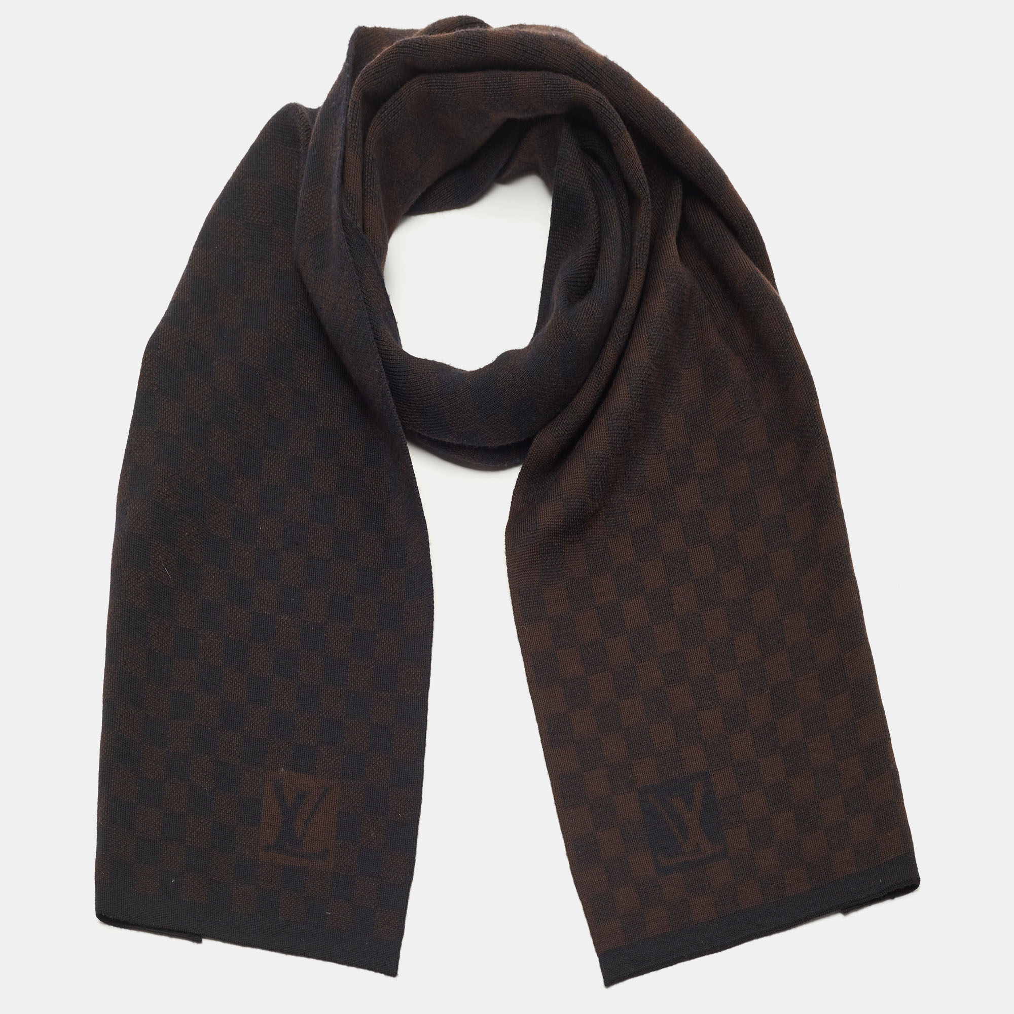 

Louis Vuitton Brown Petit Damier Wool Scarf