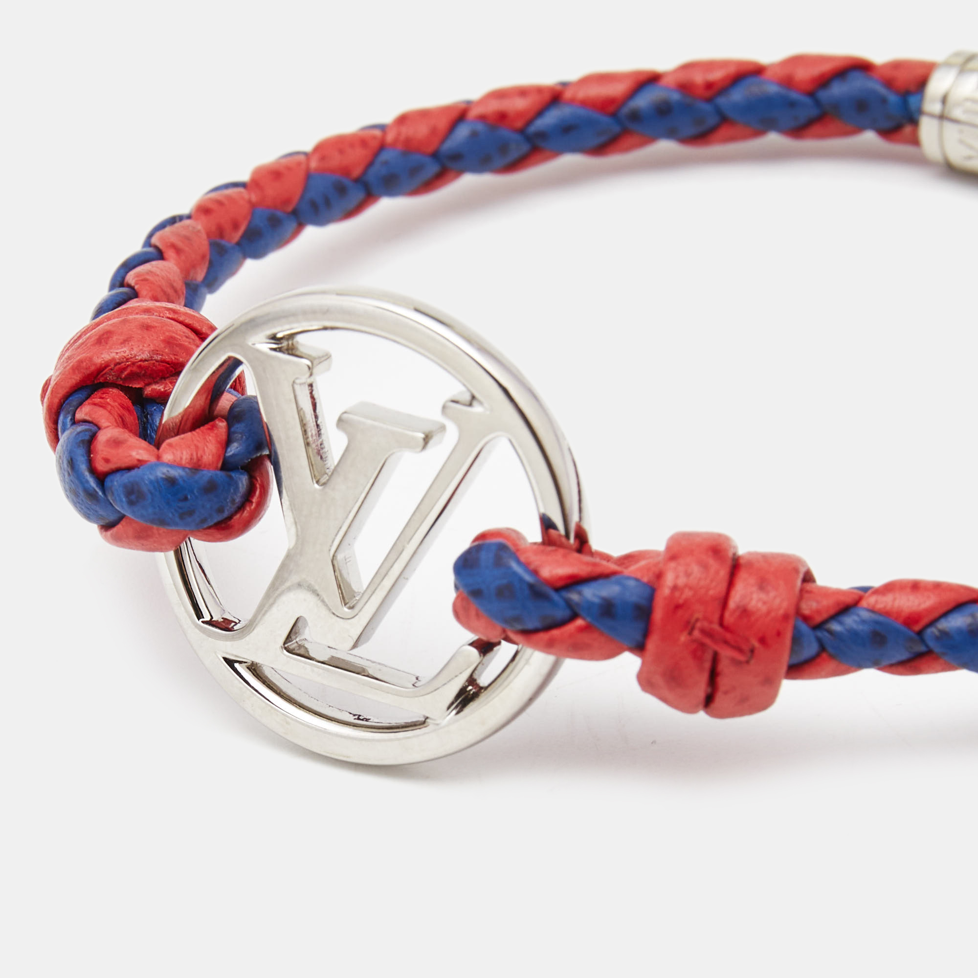 

Louis Vuitton Circle Bicolor Leather Silver Tone Braided bracelet