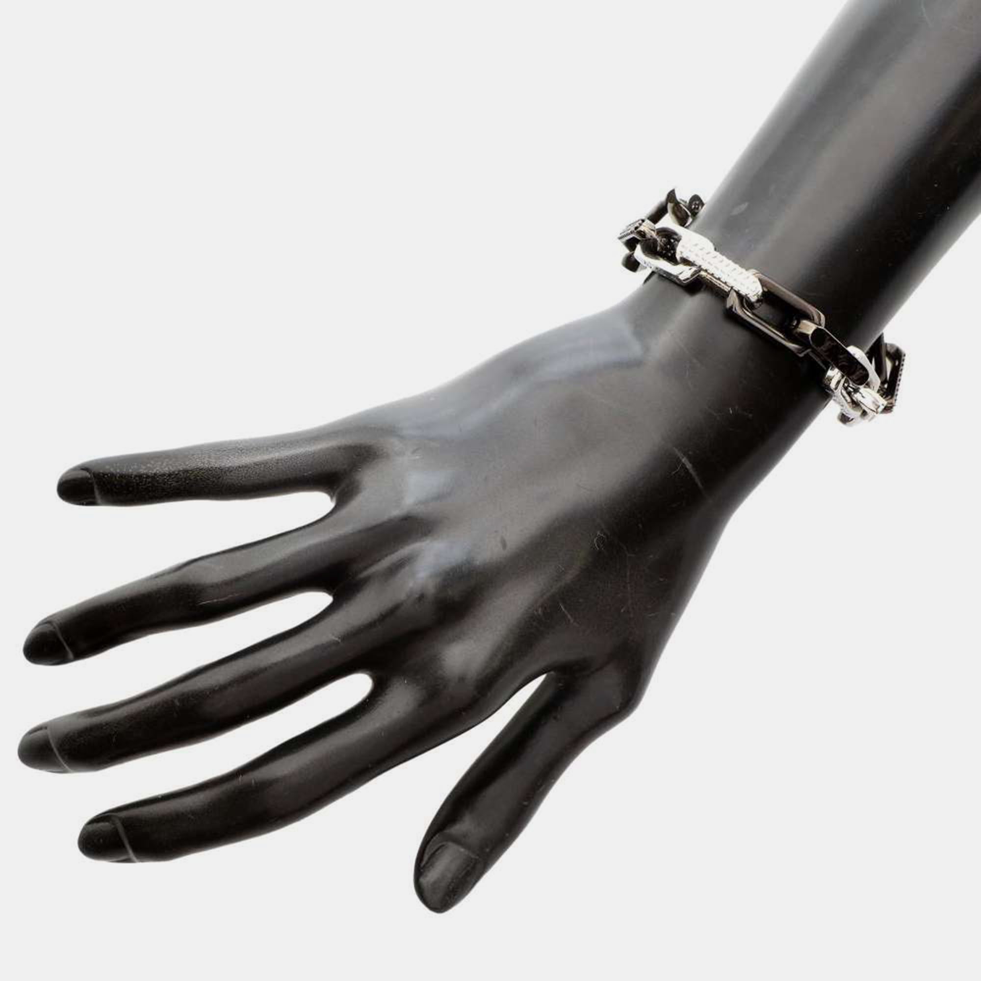 

LOUIS VUITTON Bracelet Monogram Chain Size  Silver/Black M1205L Metal
