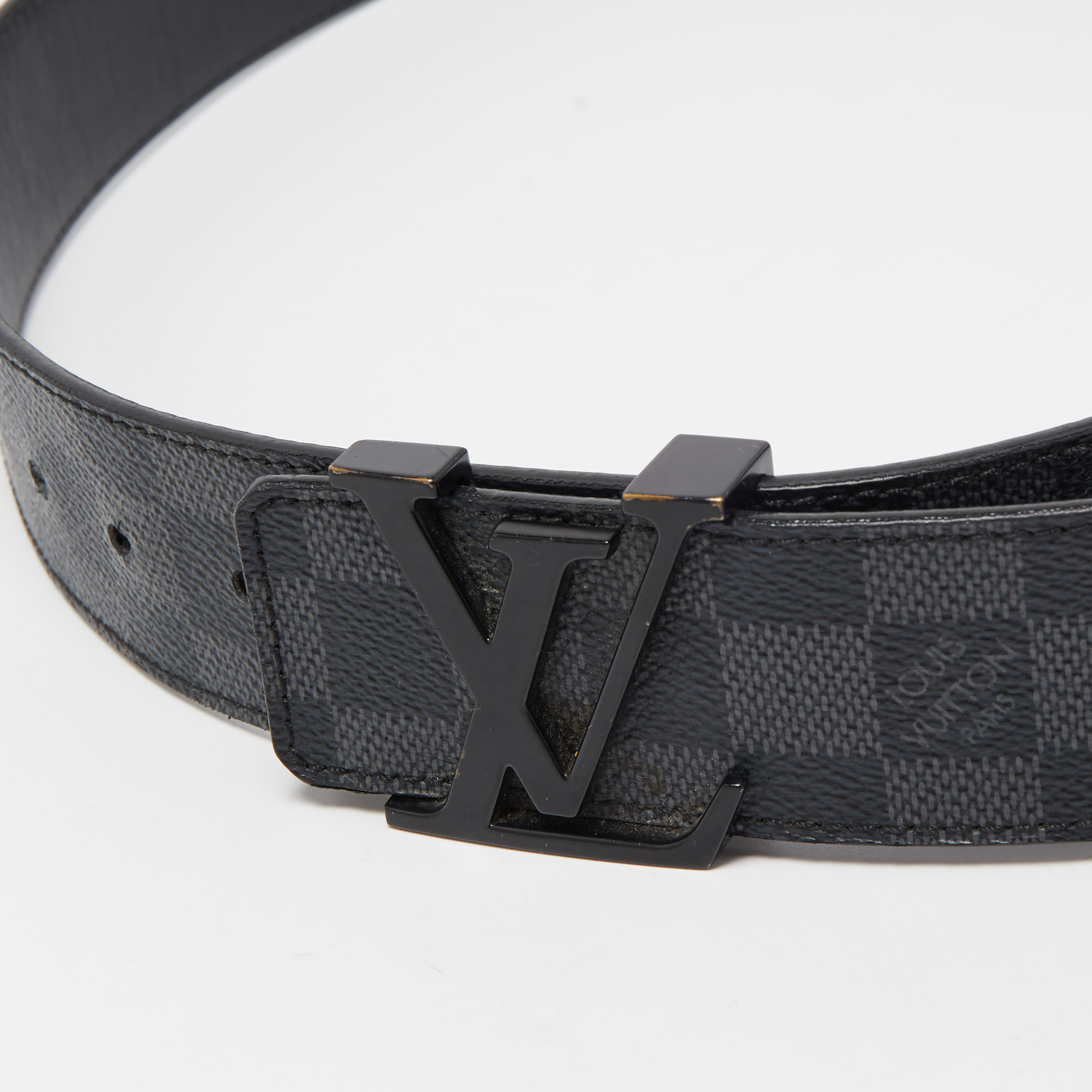 

Louis Vuitton Damier Cobalt Canvas LV Initiales Belt, Black