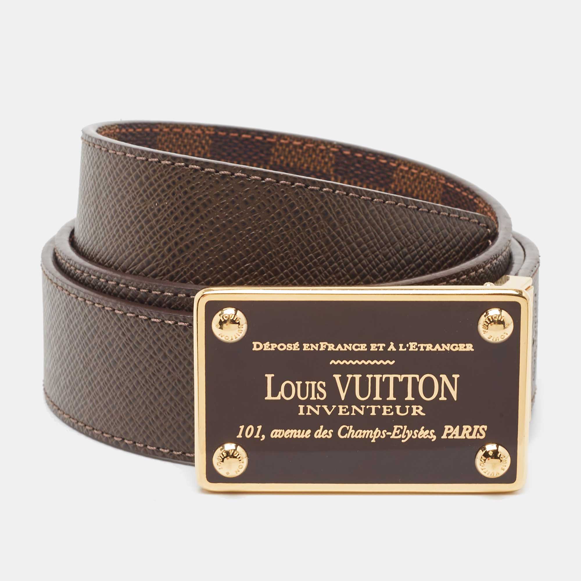 

Louis Vuitton Damier Canvas Reversible Inventeur Reversible Belt, Brown