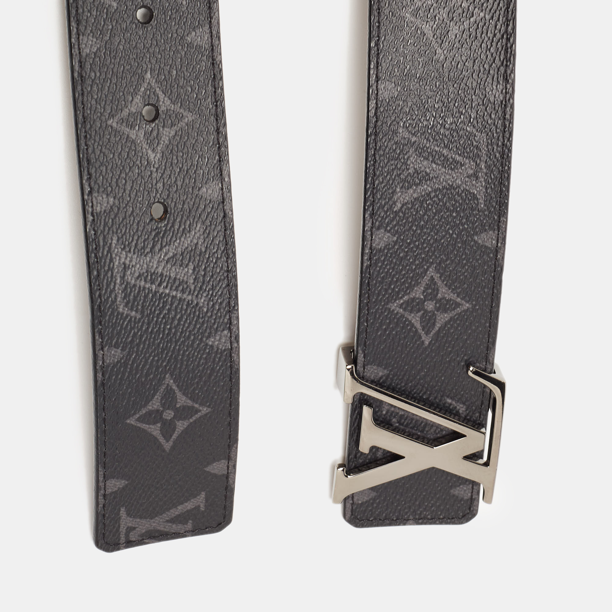 

Louis Vuitton Monogram Eclipse Canvas LV Initiales Belt, Black