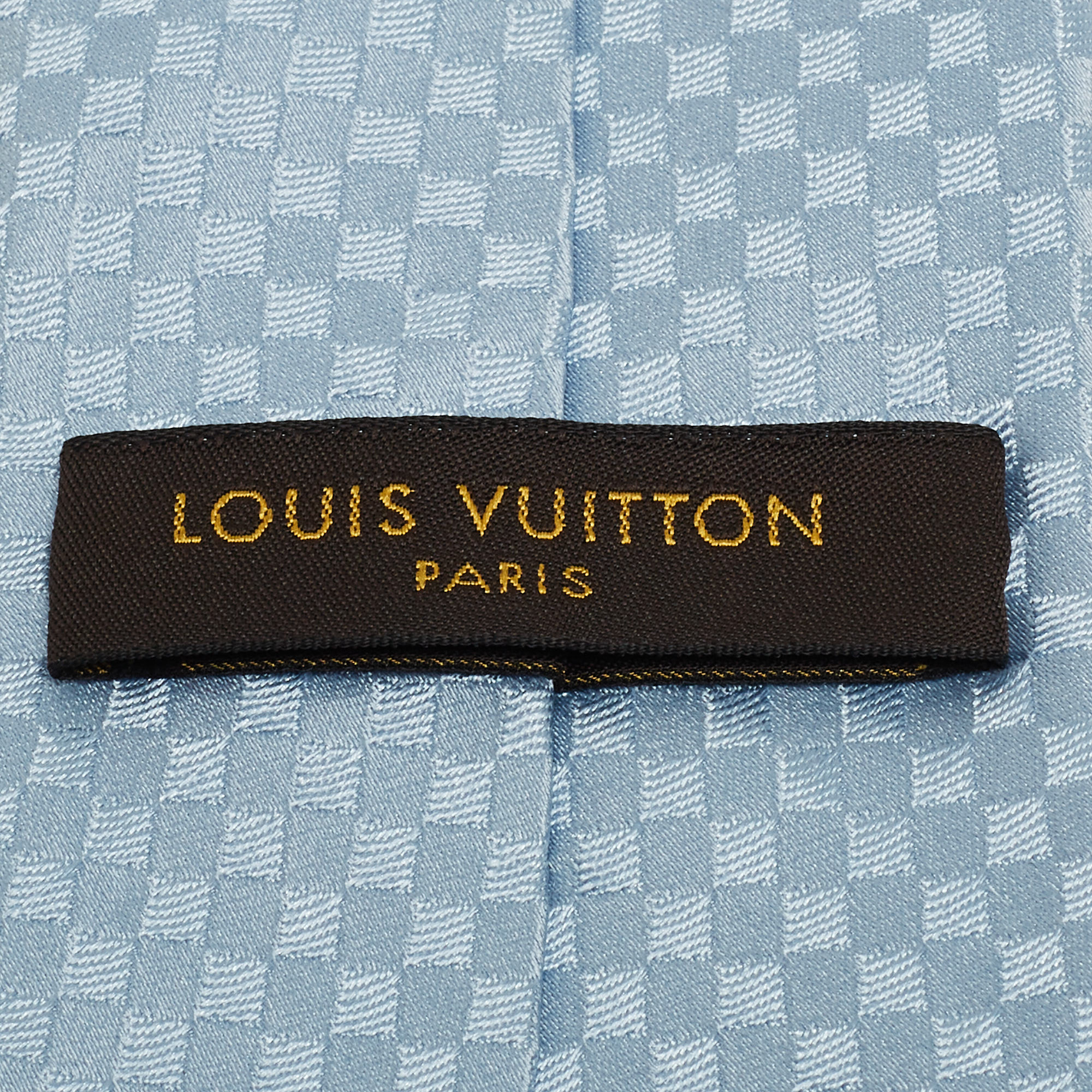 Louis Vuitton Black Damier Checkerboard Patterned Silk Jacquard Tie