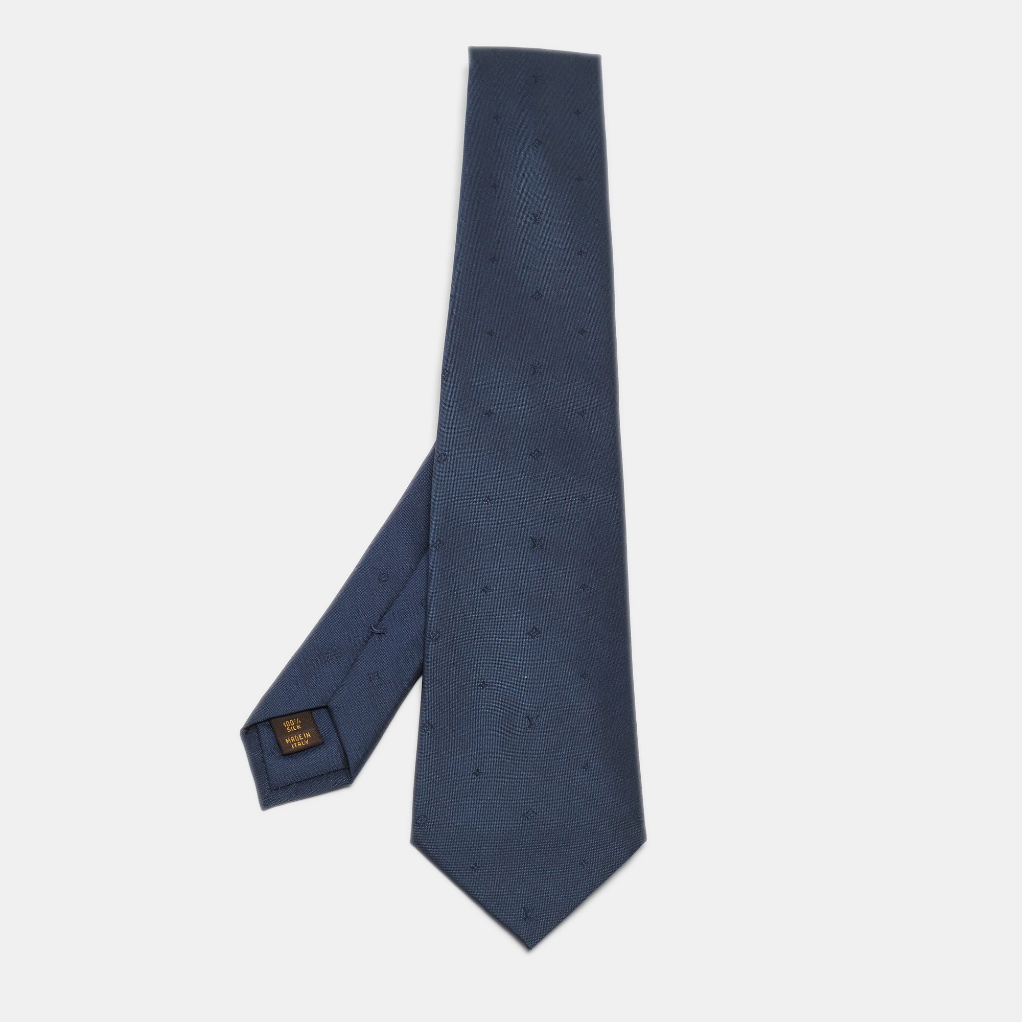 

Louis Vuitton Navy Blue Logo Silk Tie