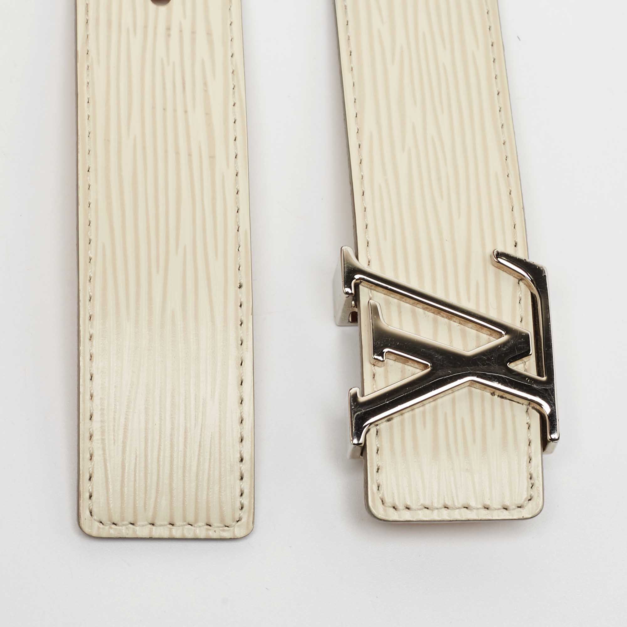 

Louis Vuitton Ivorie Epi Leather LV Initiales Belt, White