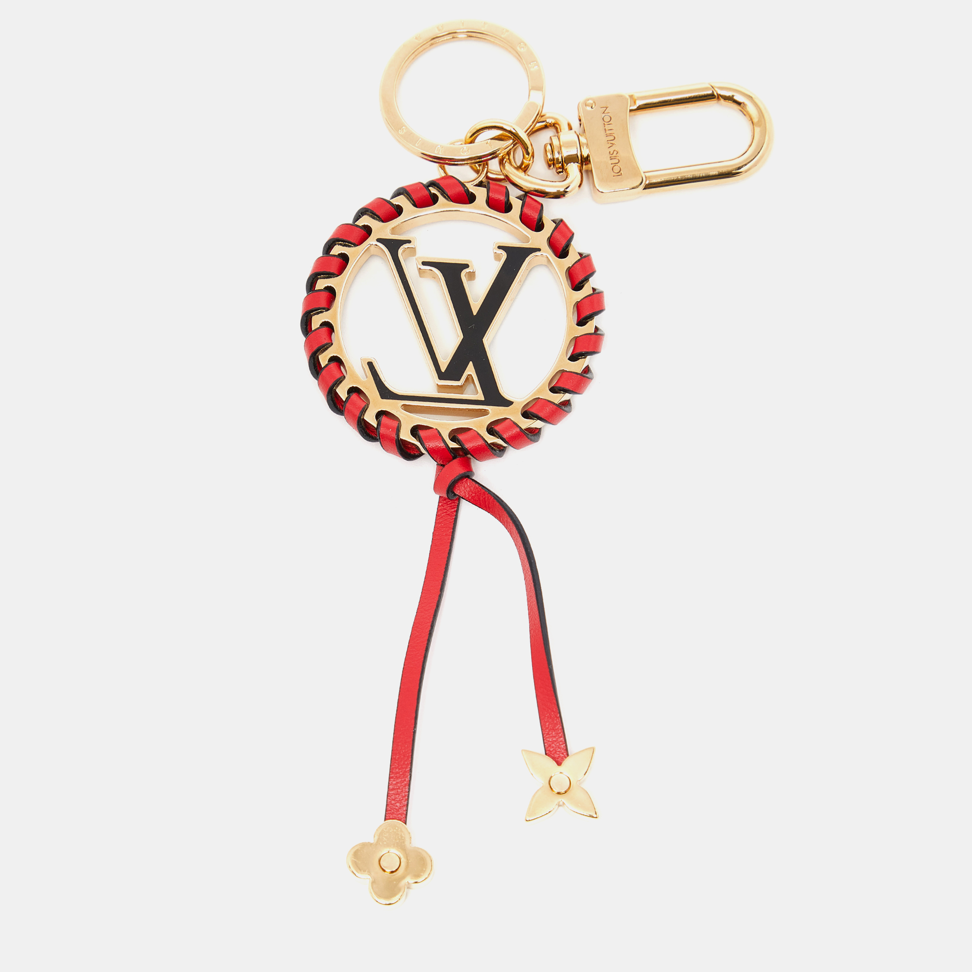 Louis Vuitton Gold Tone Red Leather & Enamel Logo Very Bag Charm & Key Chain