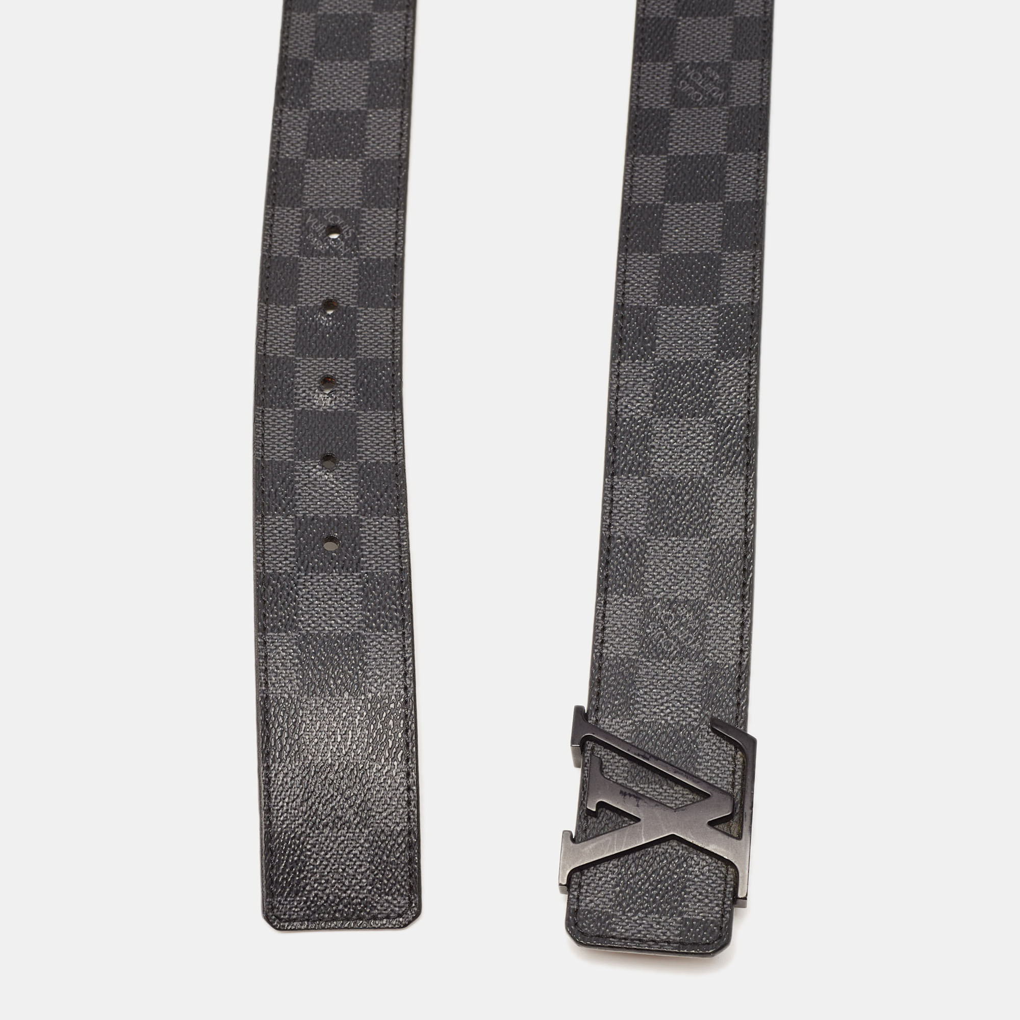 

Louis Vuitton Damier Graphite Coated Canvas Initials Belt, Grey