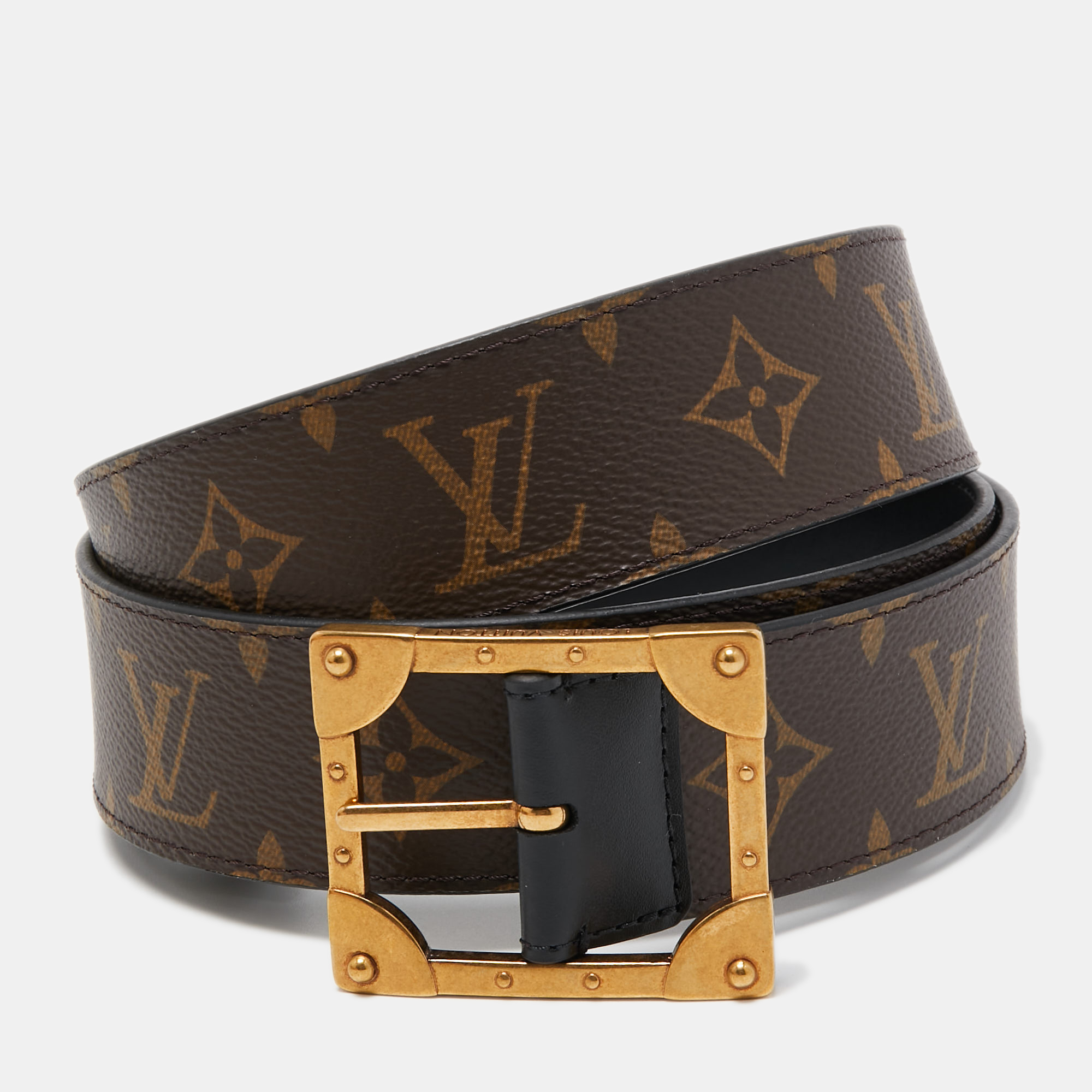 Pre Owned Louis Vuitton Monogram Canvas Pyramide Frame Reversible Belt 110 CM