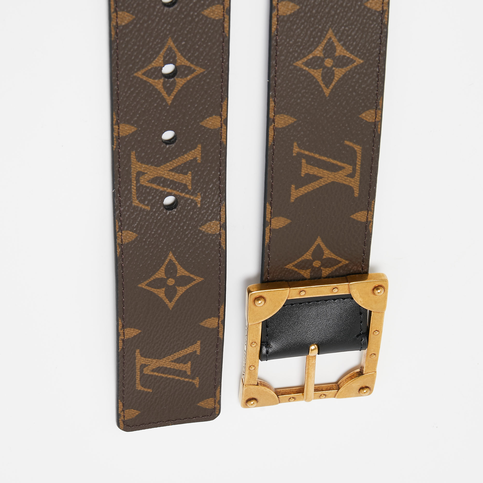 

Louis Vuitton Monogram Canvas Pyramide Frame Reversible Belt, Brown