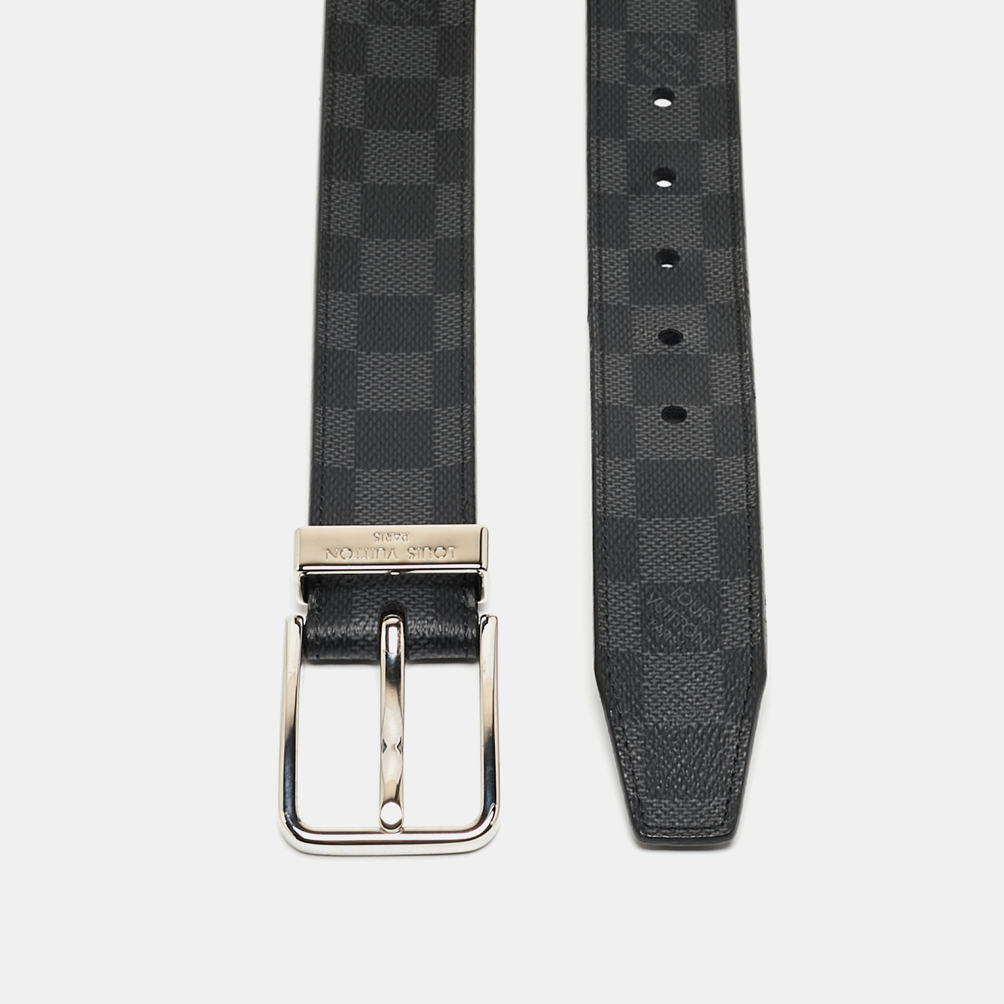 

Louis Vuitton Damier Graphite Canvas Buckle Belt, Black