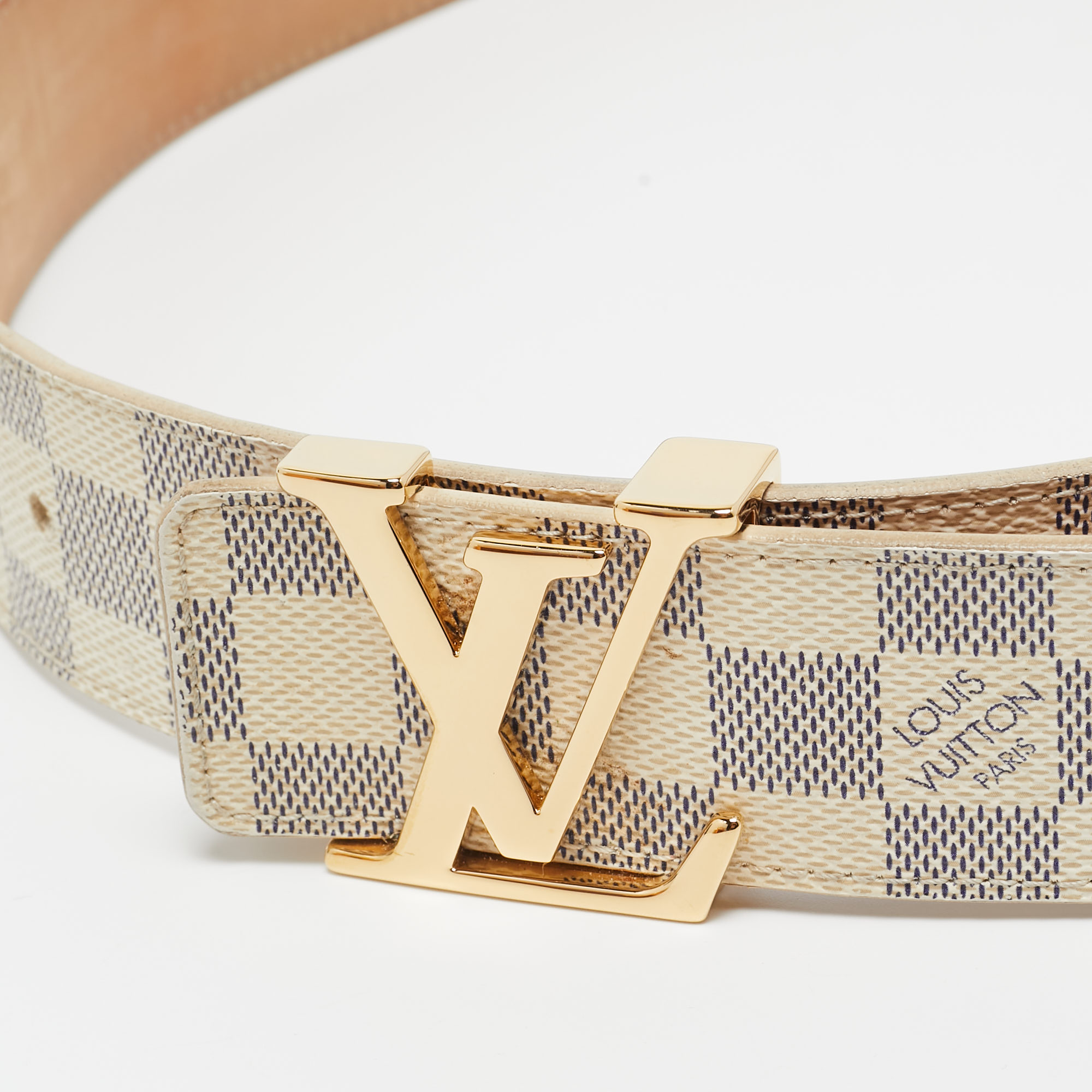 

Louis Vuitton Damier Azur Canvas LV Initiales Belt, Grey