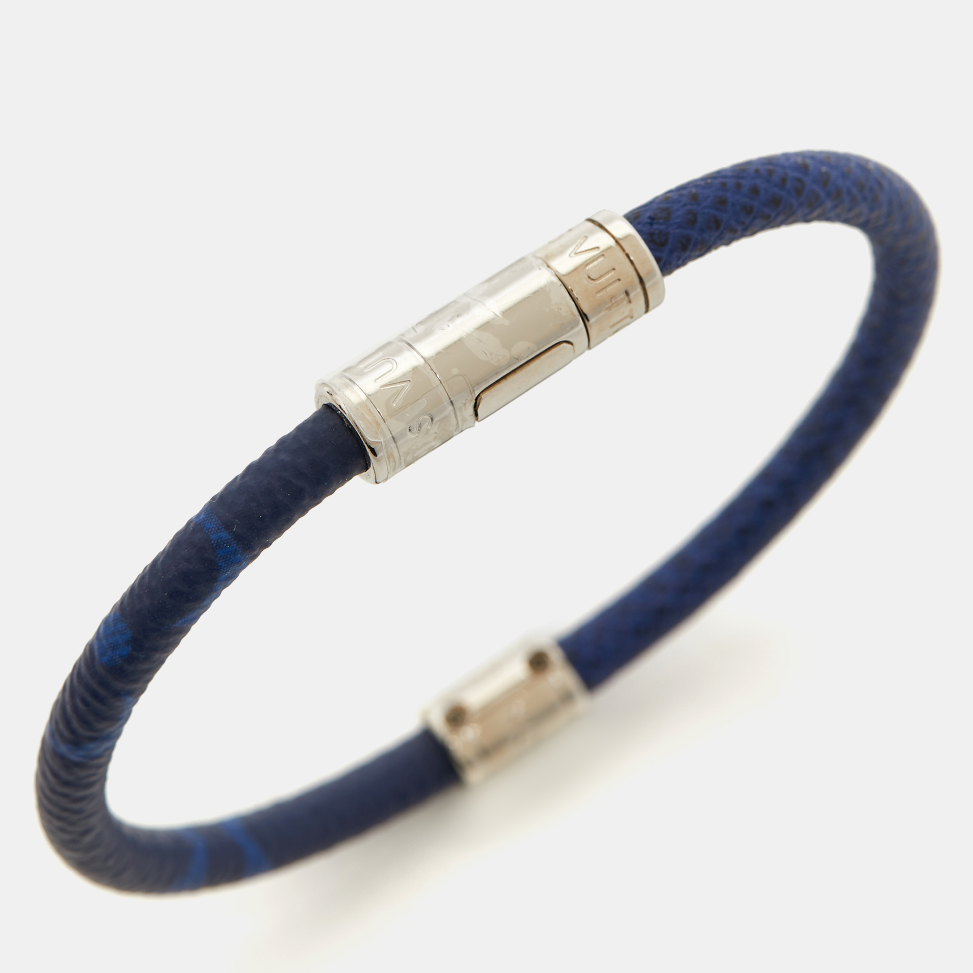 

Louis Vuitton Split Blue Leather Silver Tone Bracelet